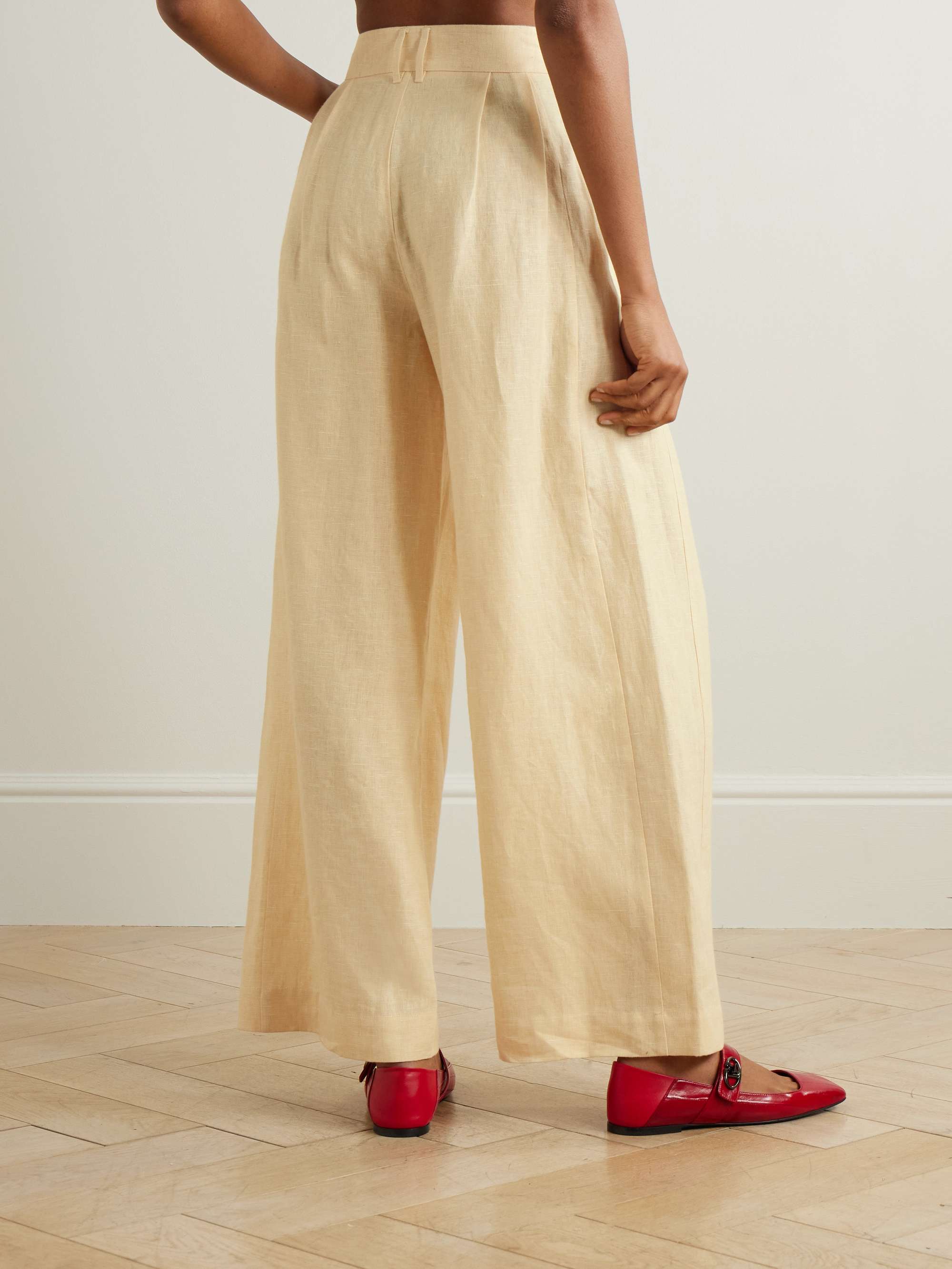 Parker pleated linen wide-leg pants view