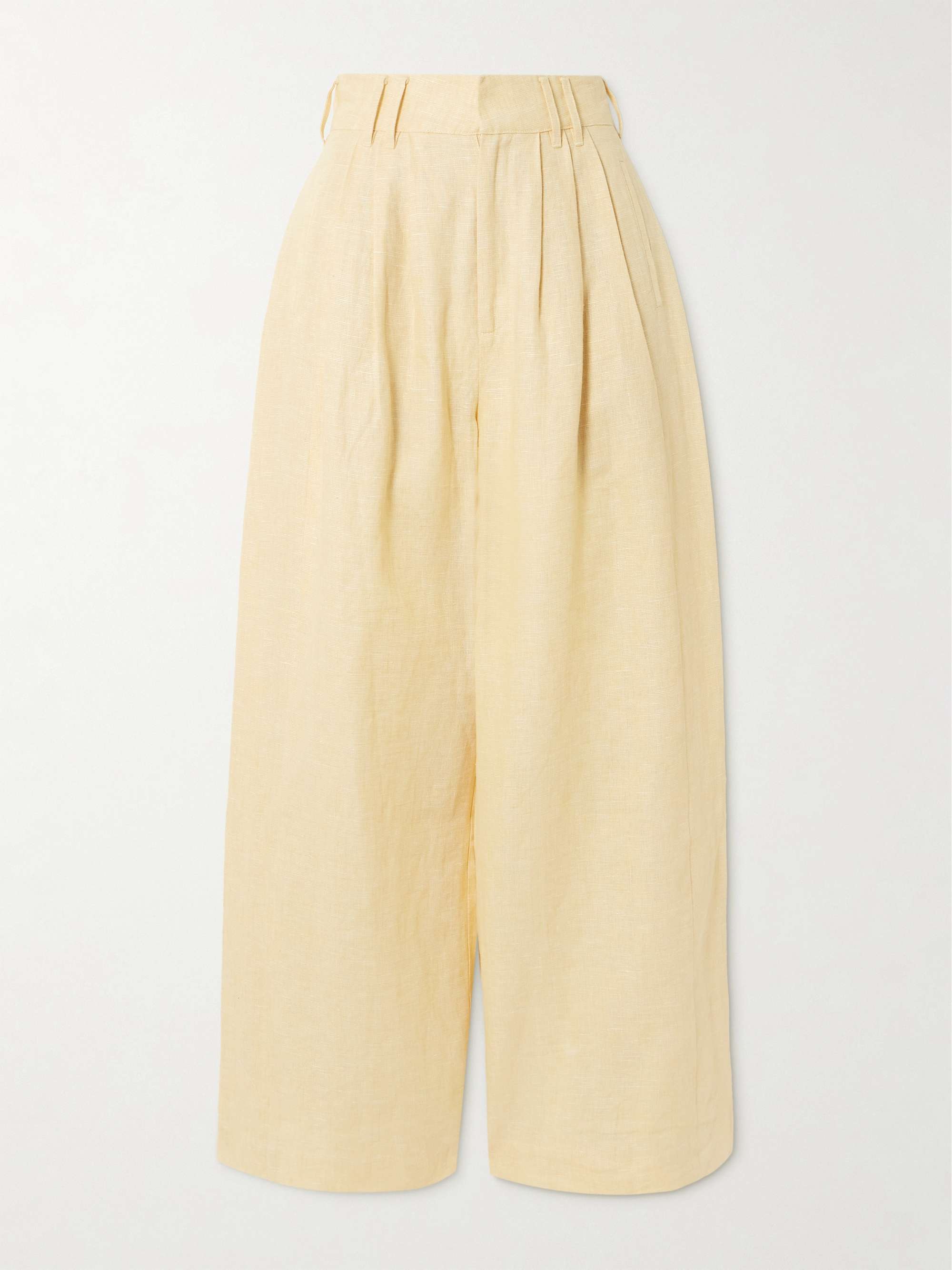 Parker pleated linen wide-leg pants view