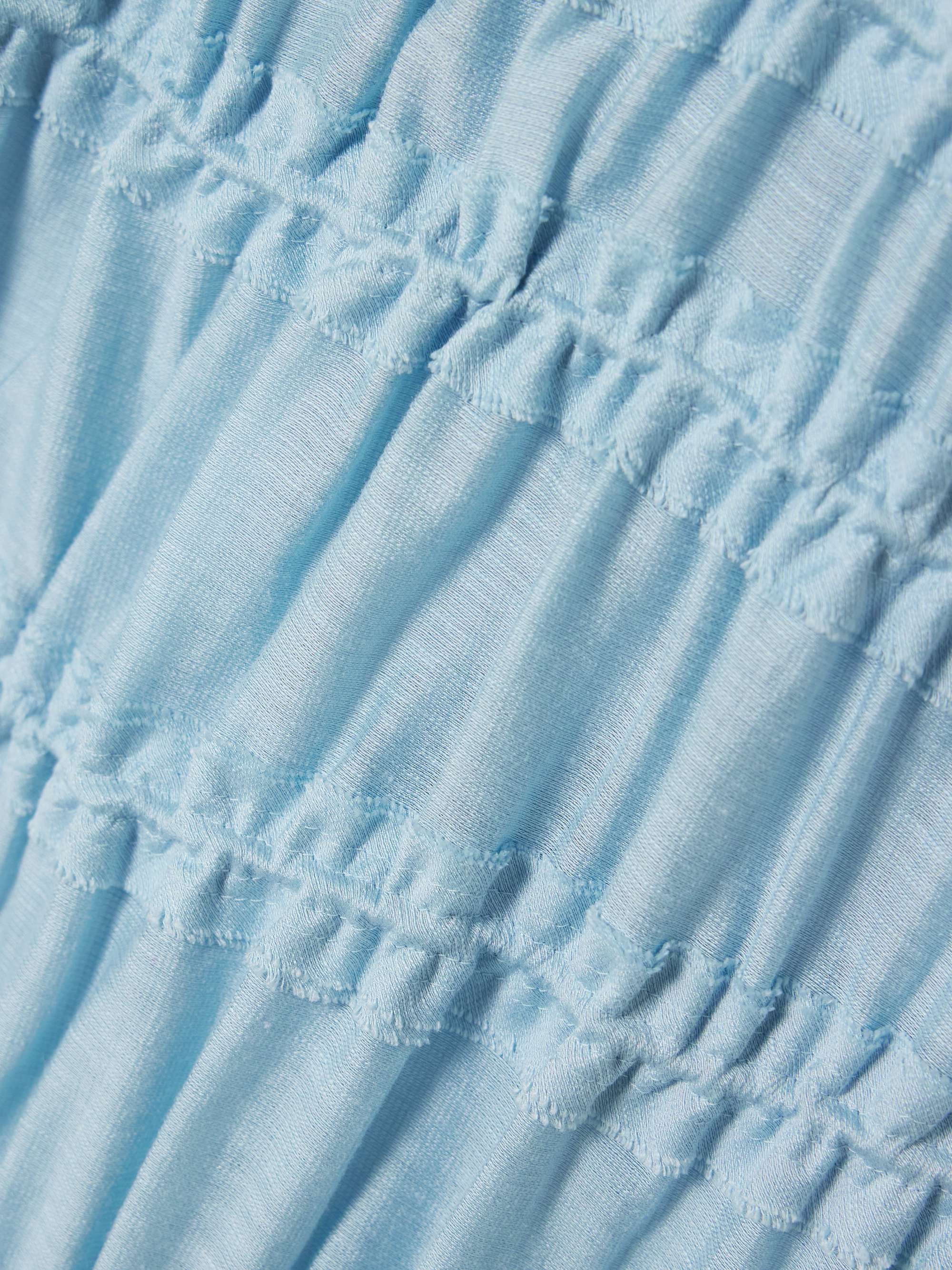 Tie-detailed smocked Lyocell-blend midi dress view