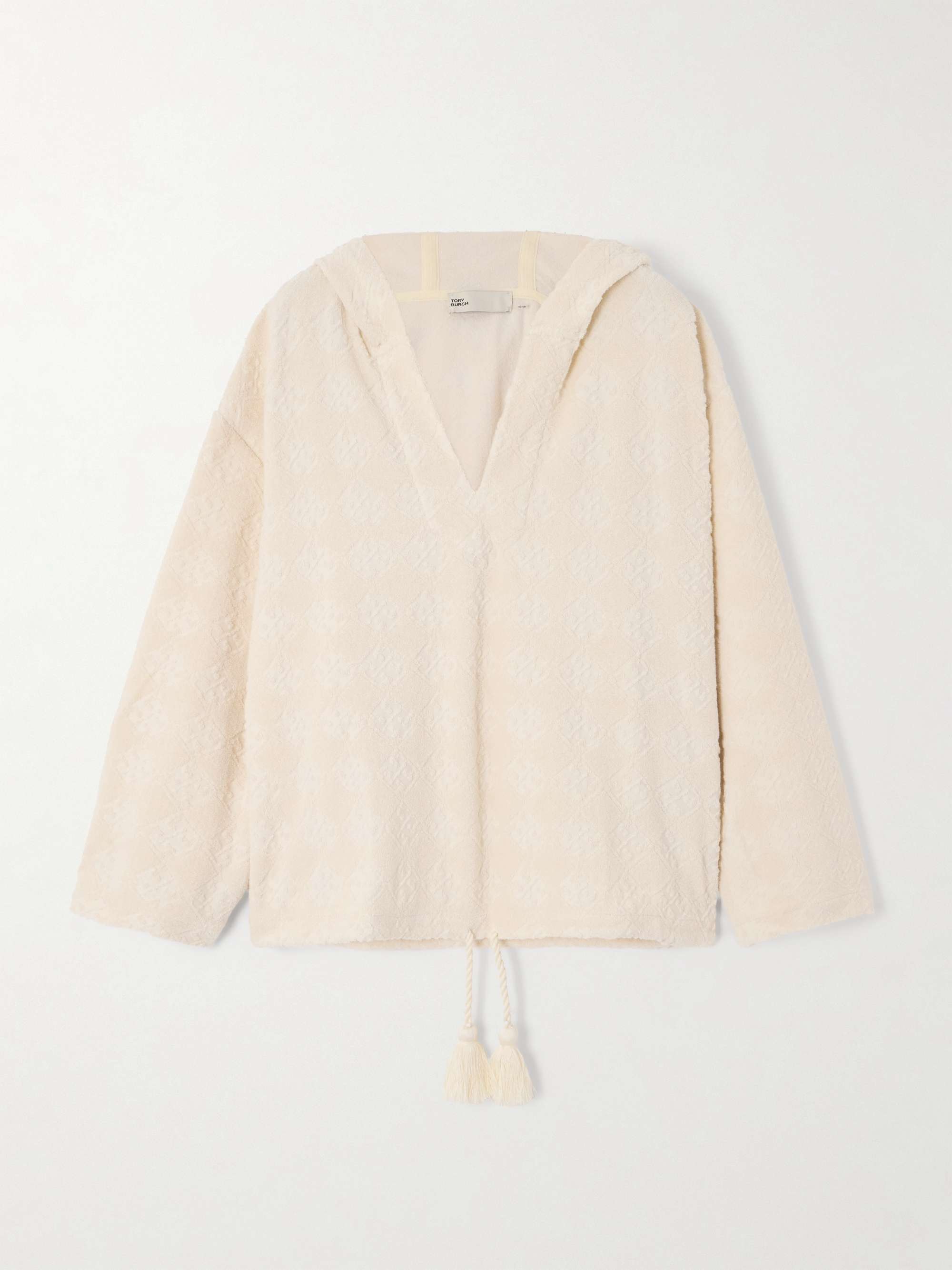 Cotton-blend terry jacquard hoodie view