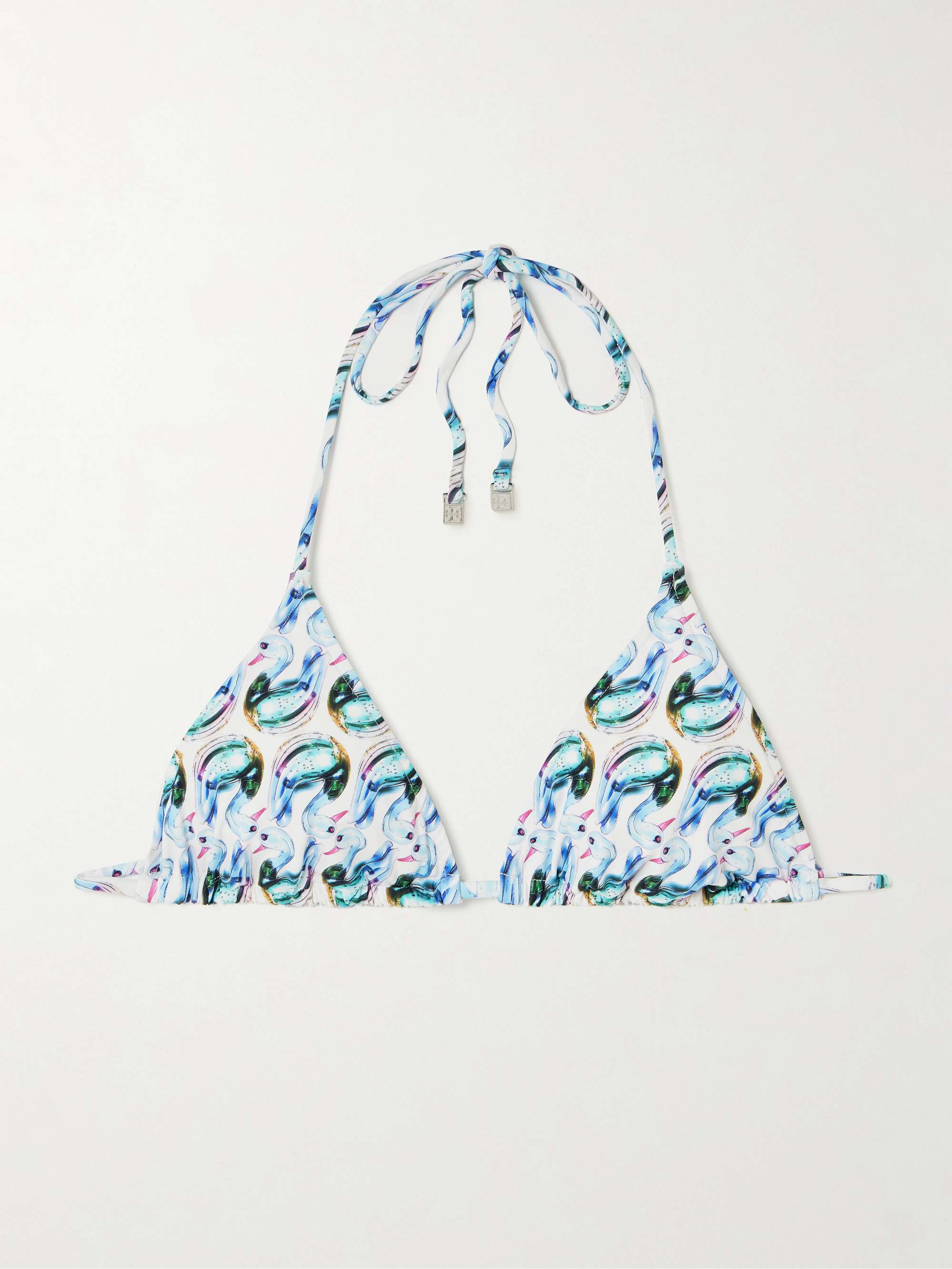 Printed triangle bikini top view