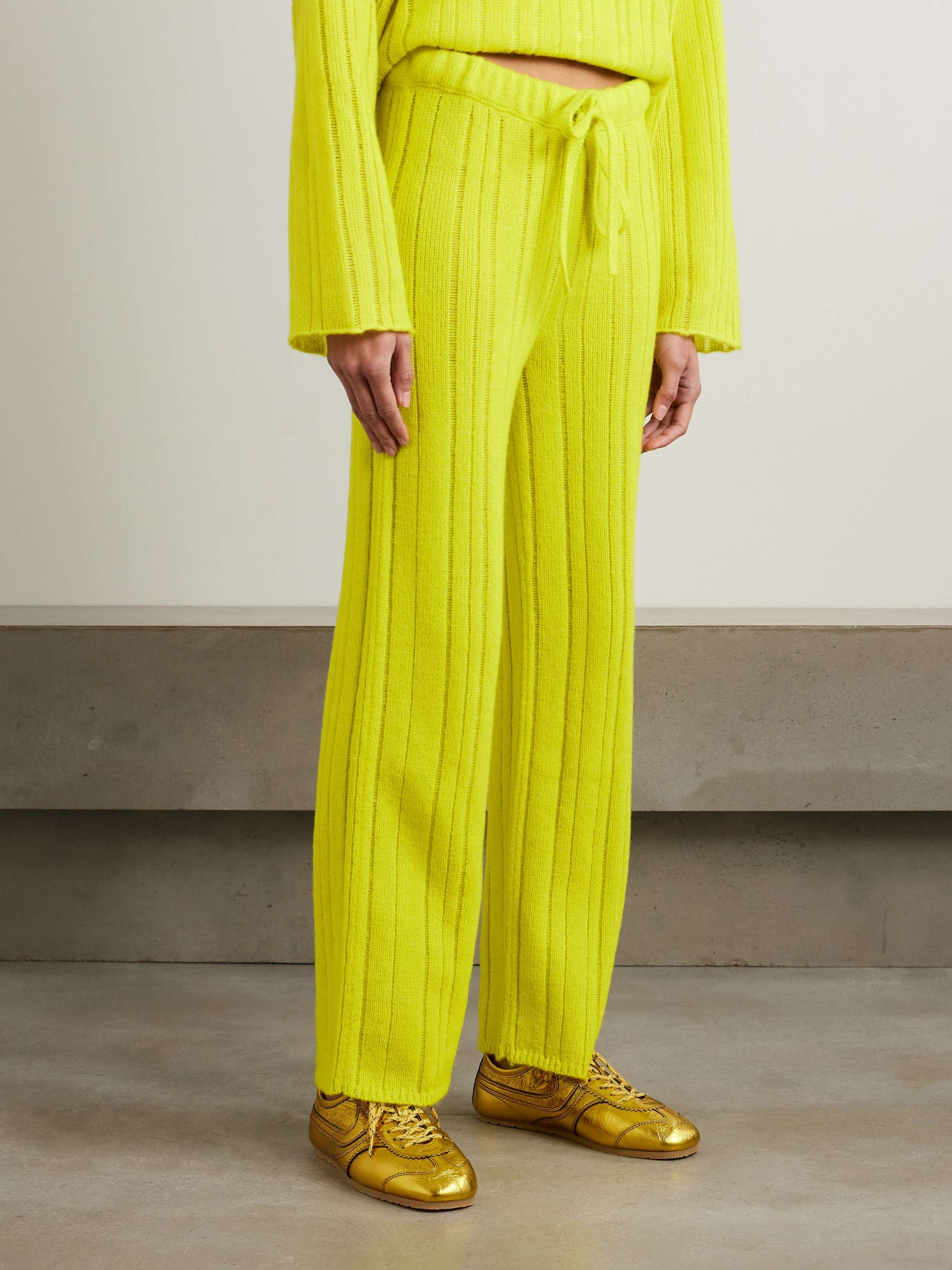 Drop Needle ribbed cashmere and cotton-blend wide-leg pants view