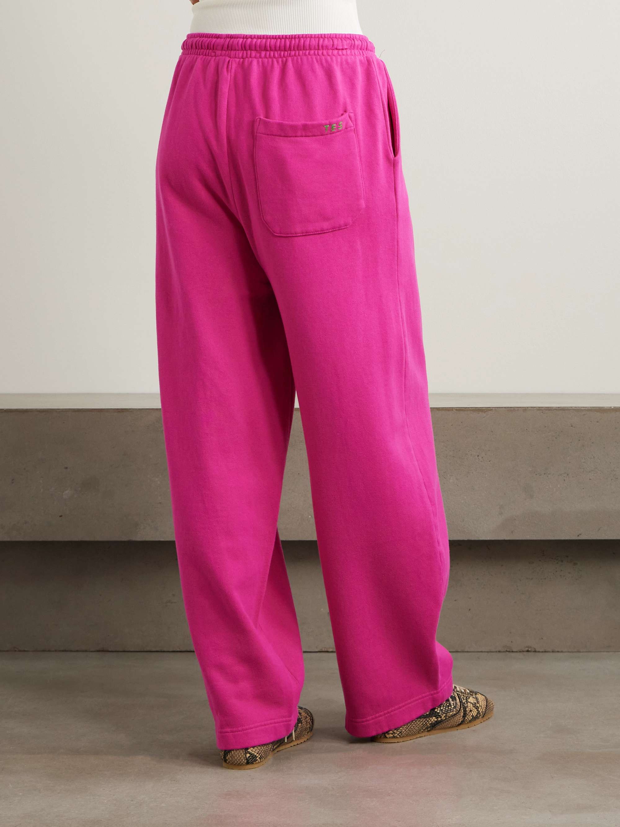 Daily cotton and cashmere-blend wide-leg track pants view