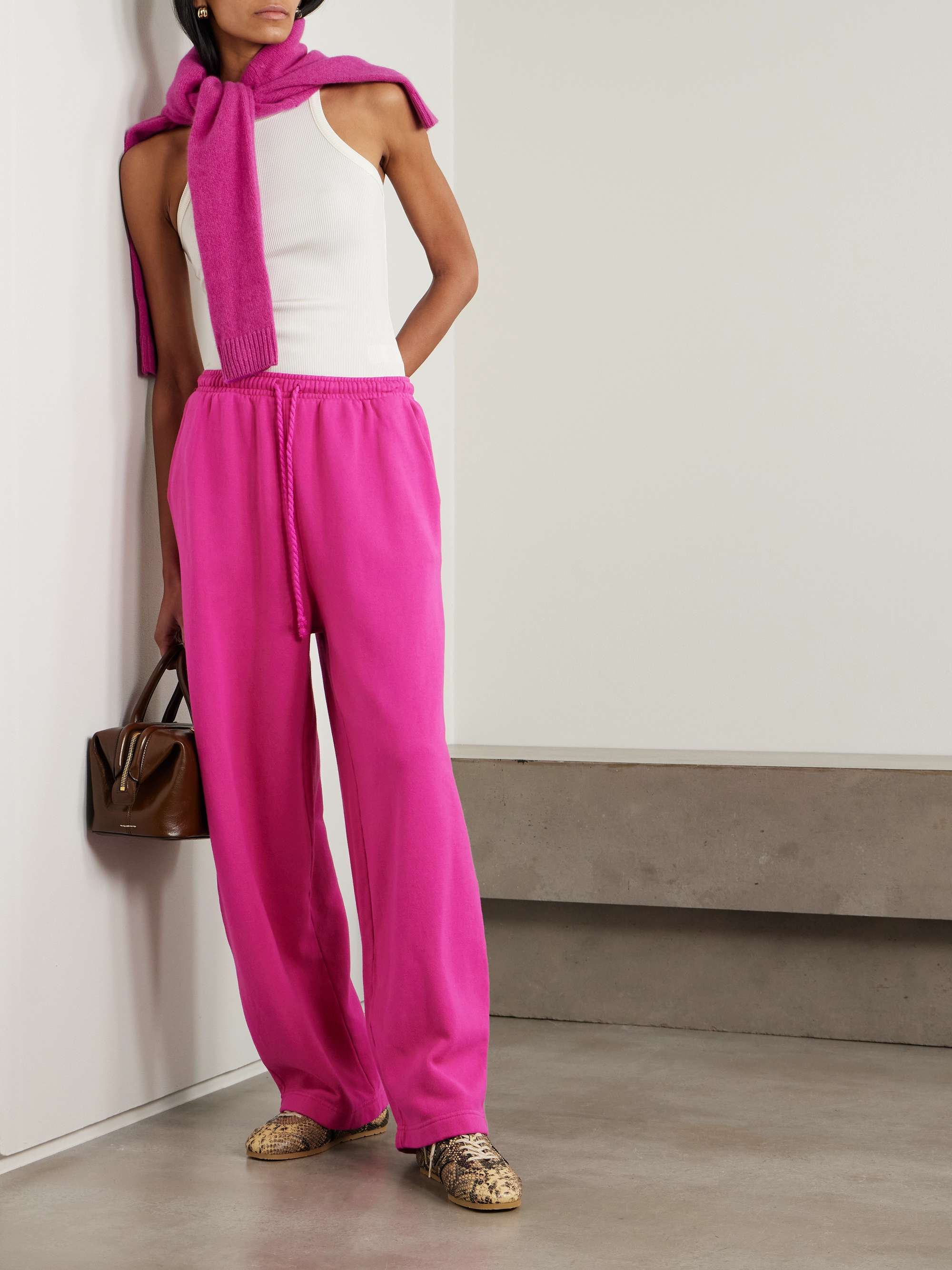 Daily cotton and cashmere-blend wide-leg track pants view