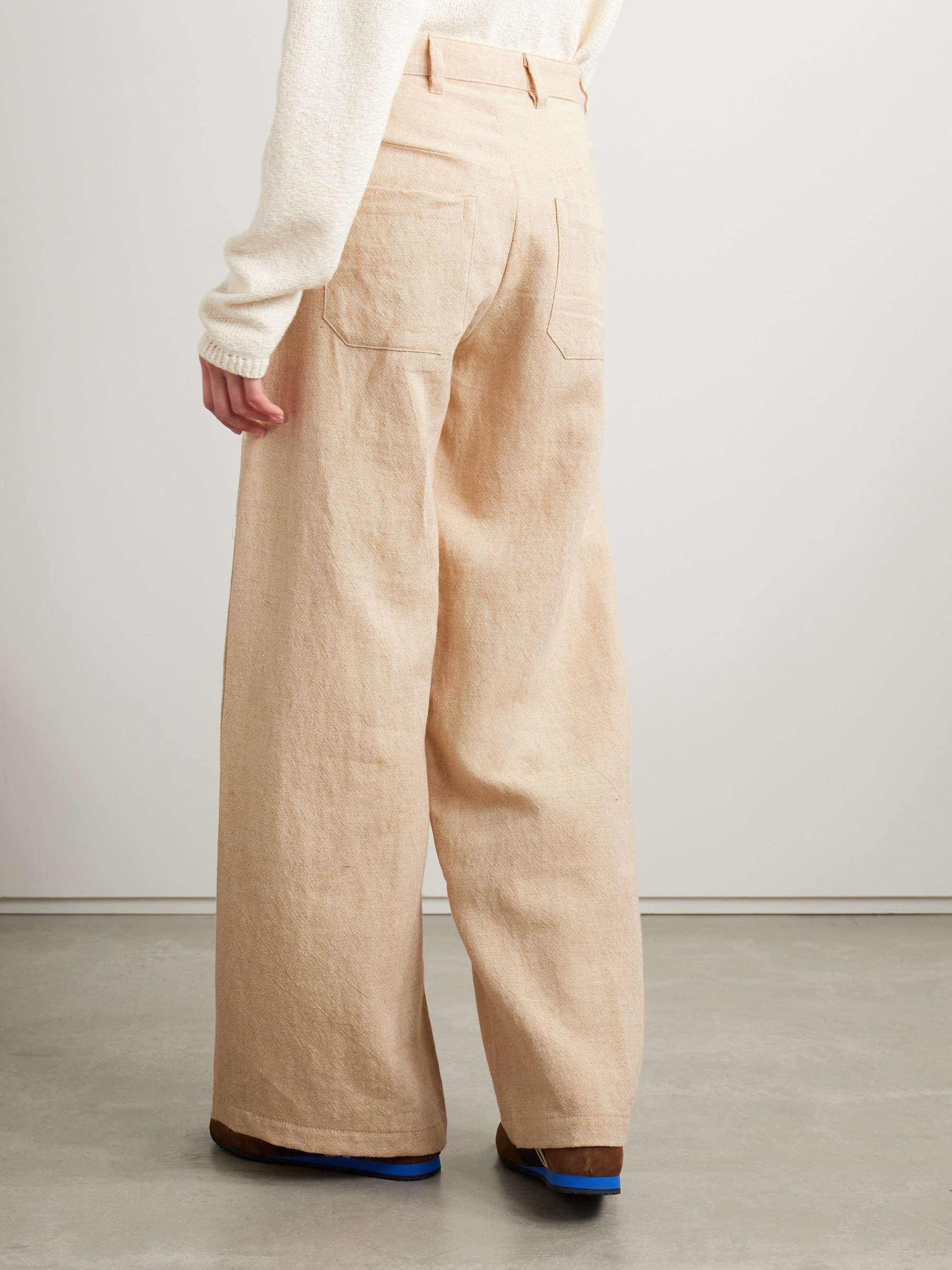 Linen, wool, silk and cashmere-blend wide-leg pants view
