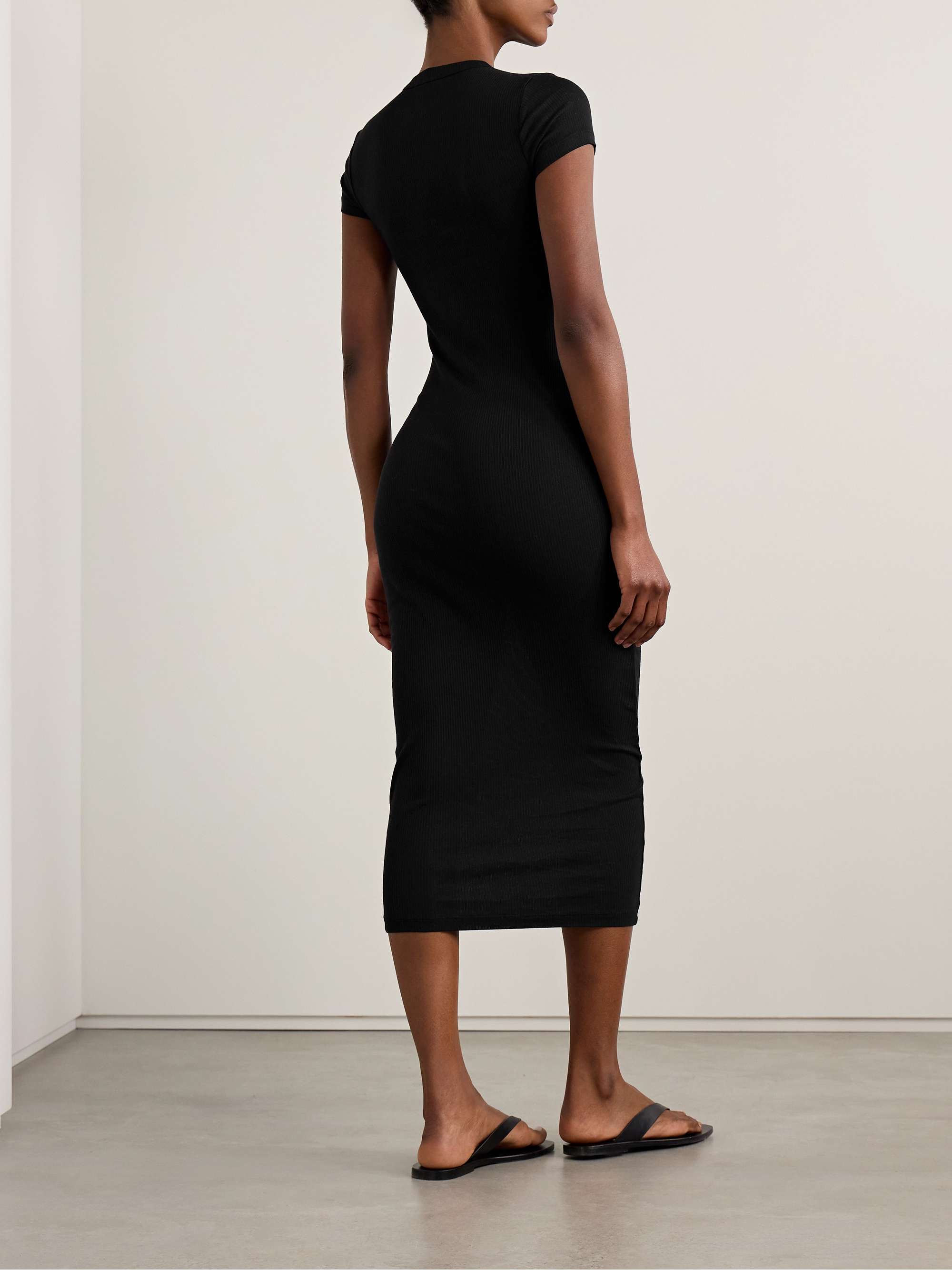 Ribbed stretch-cotton jersey midi dress view