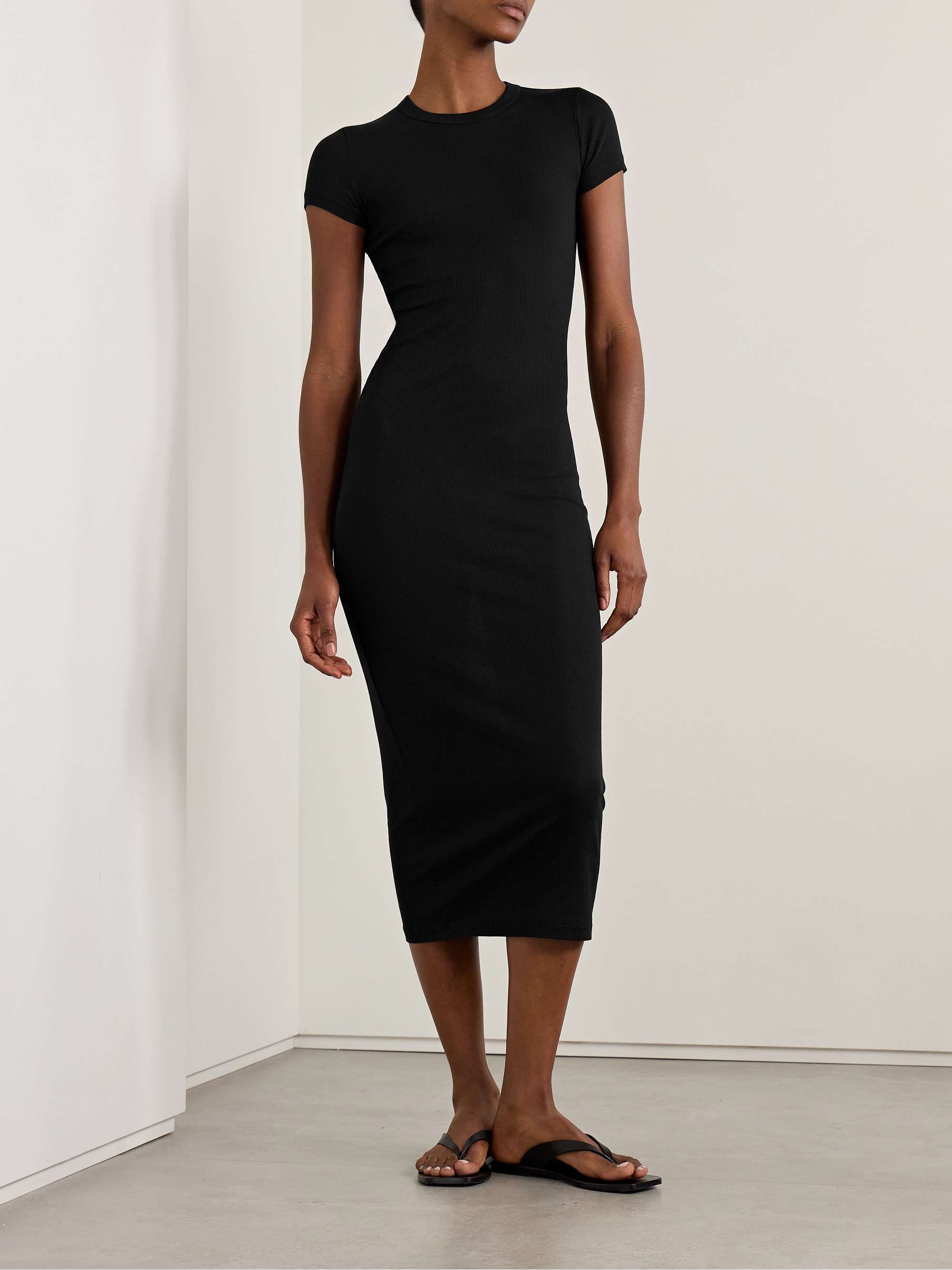 Ribbed stretch-cotton jersey midi dress view