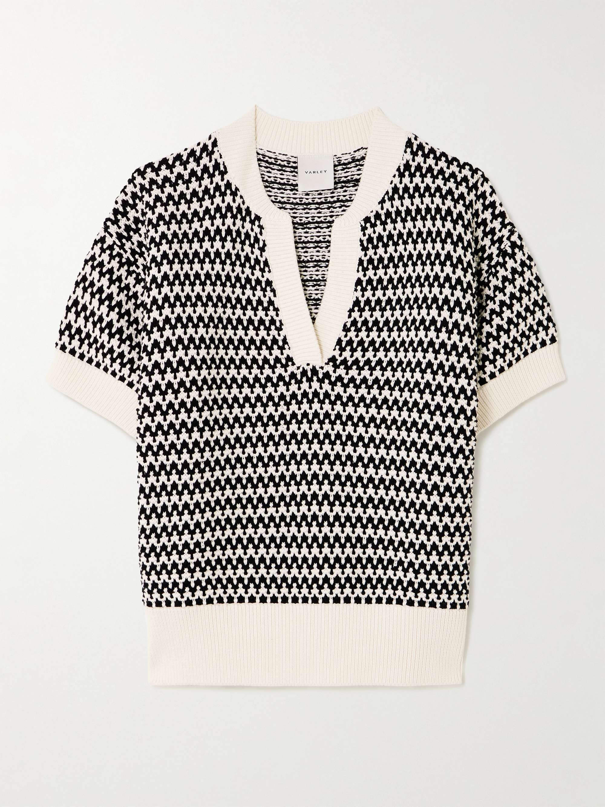Dora striped textured-knit cotton top view