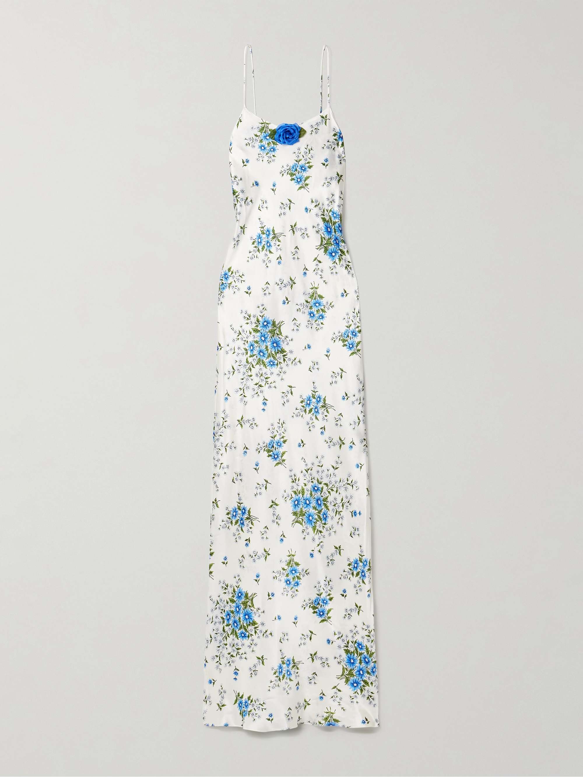 Embellished floral-print silk-satin maxi dress view