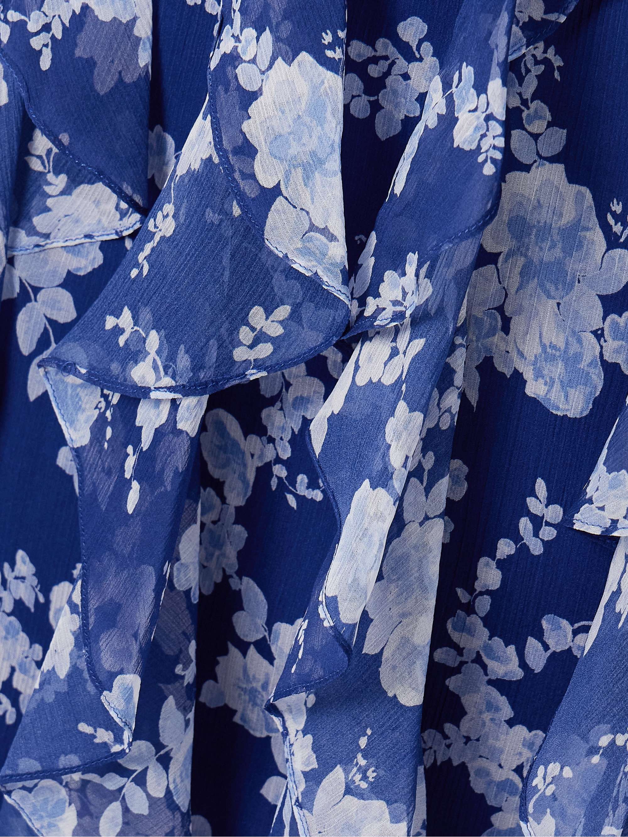 Cape-effect ruffled floral-print silk-crepon midi dress view