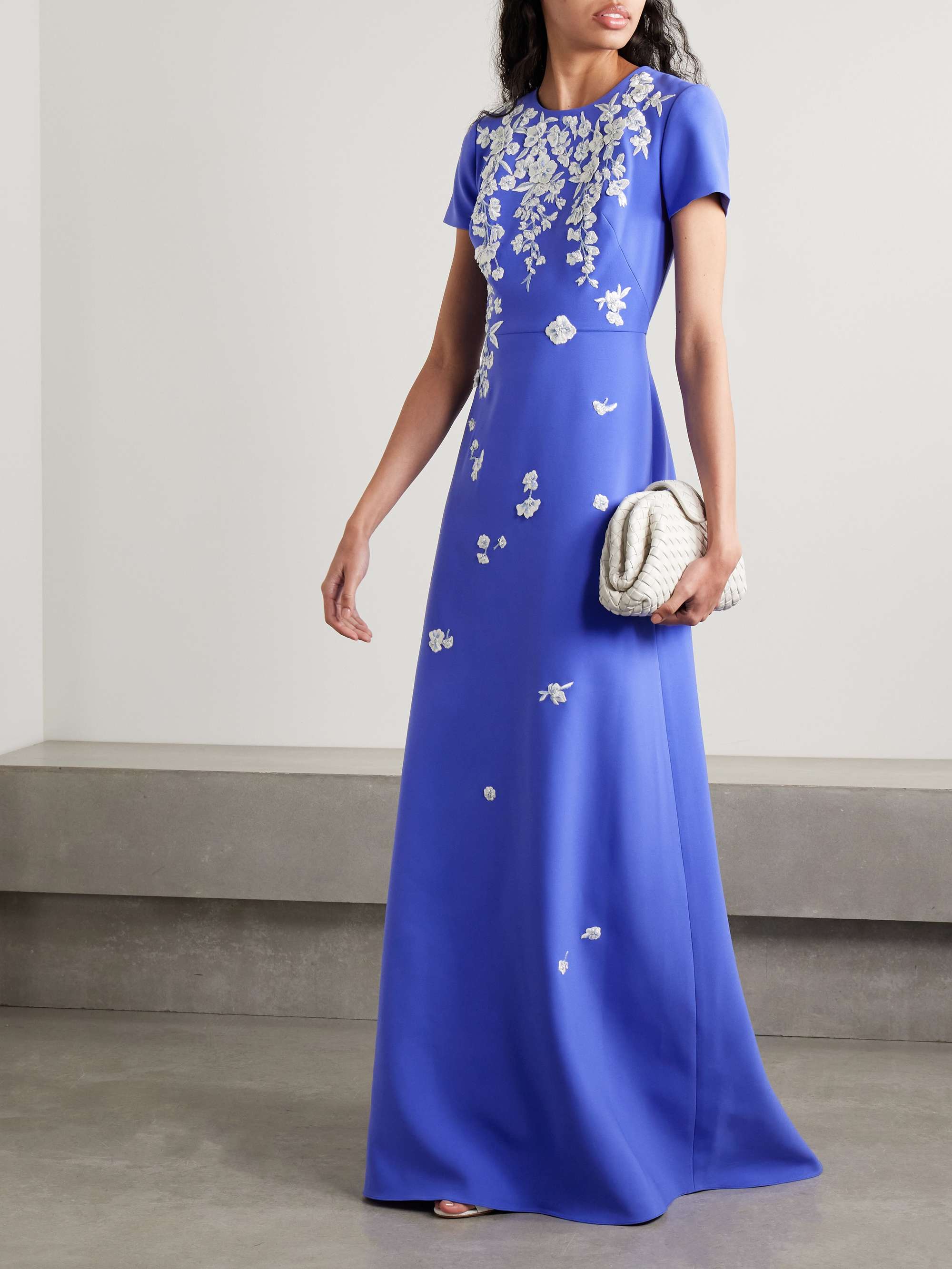 Appliquéd embellished crepe gown view
