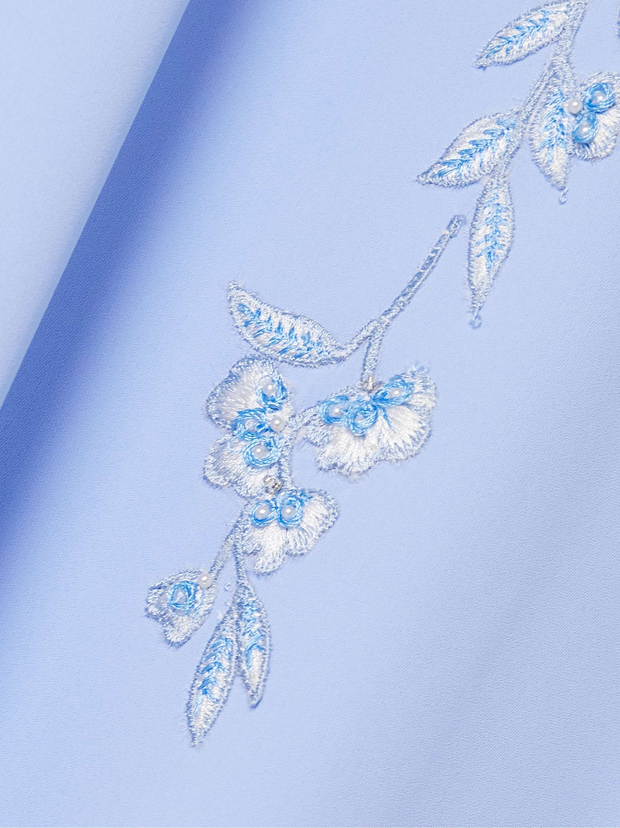 Embellished embroidered crepe gown view