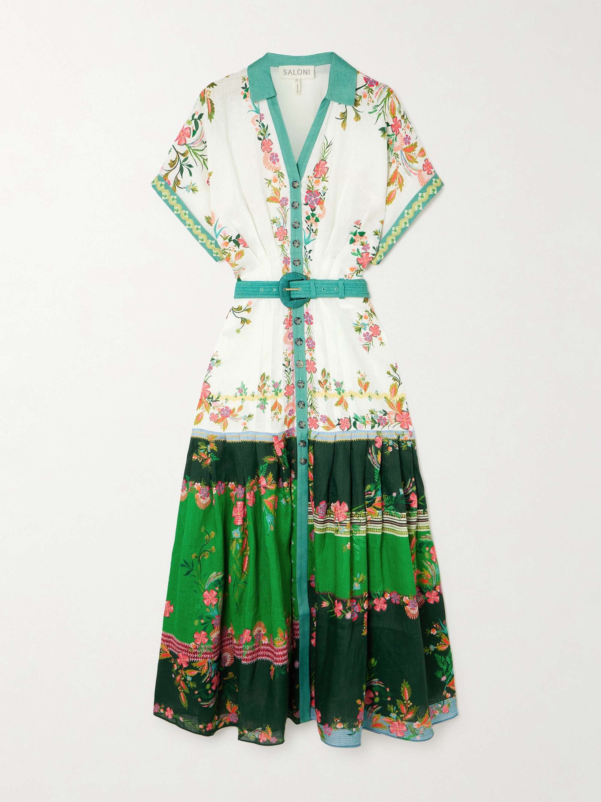 Riya belted pleated floral-print linen-voile dress view