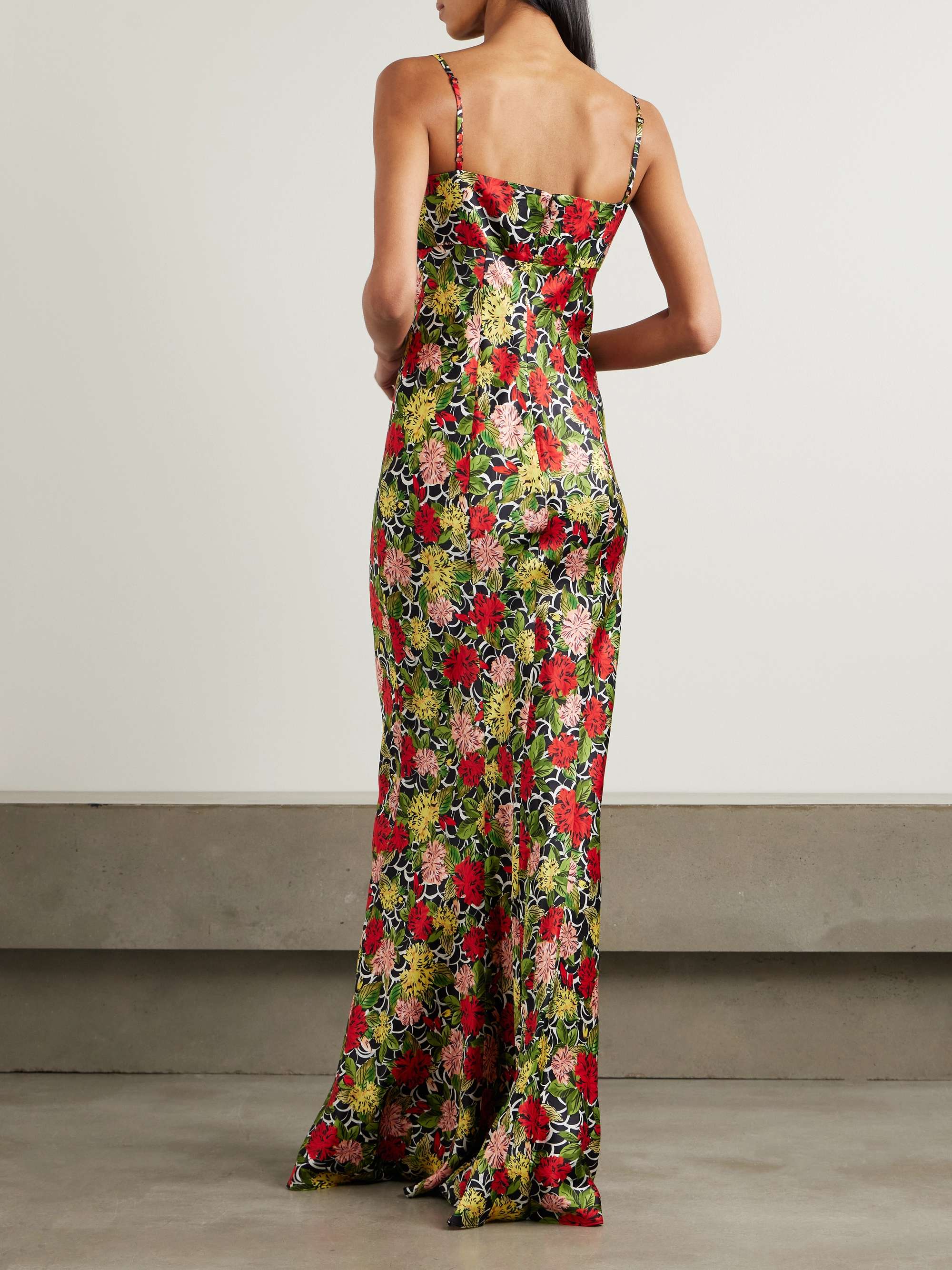 Renee printed silk-satin gown view