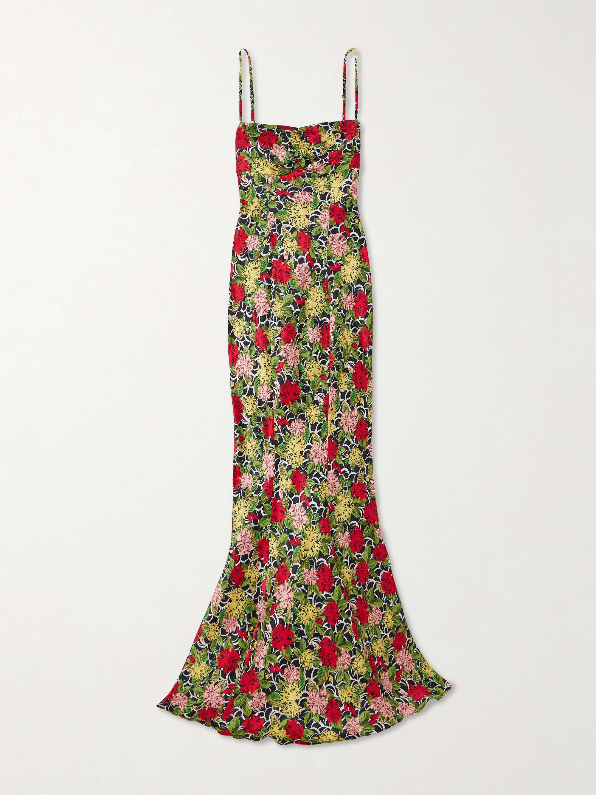 Renee printed silk-satin gown view