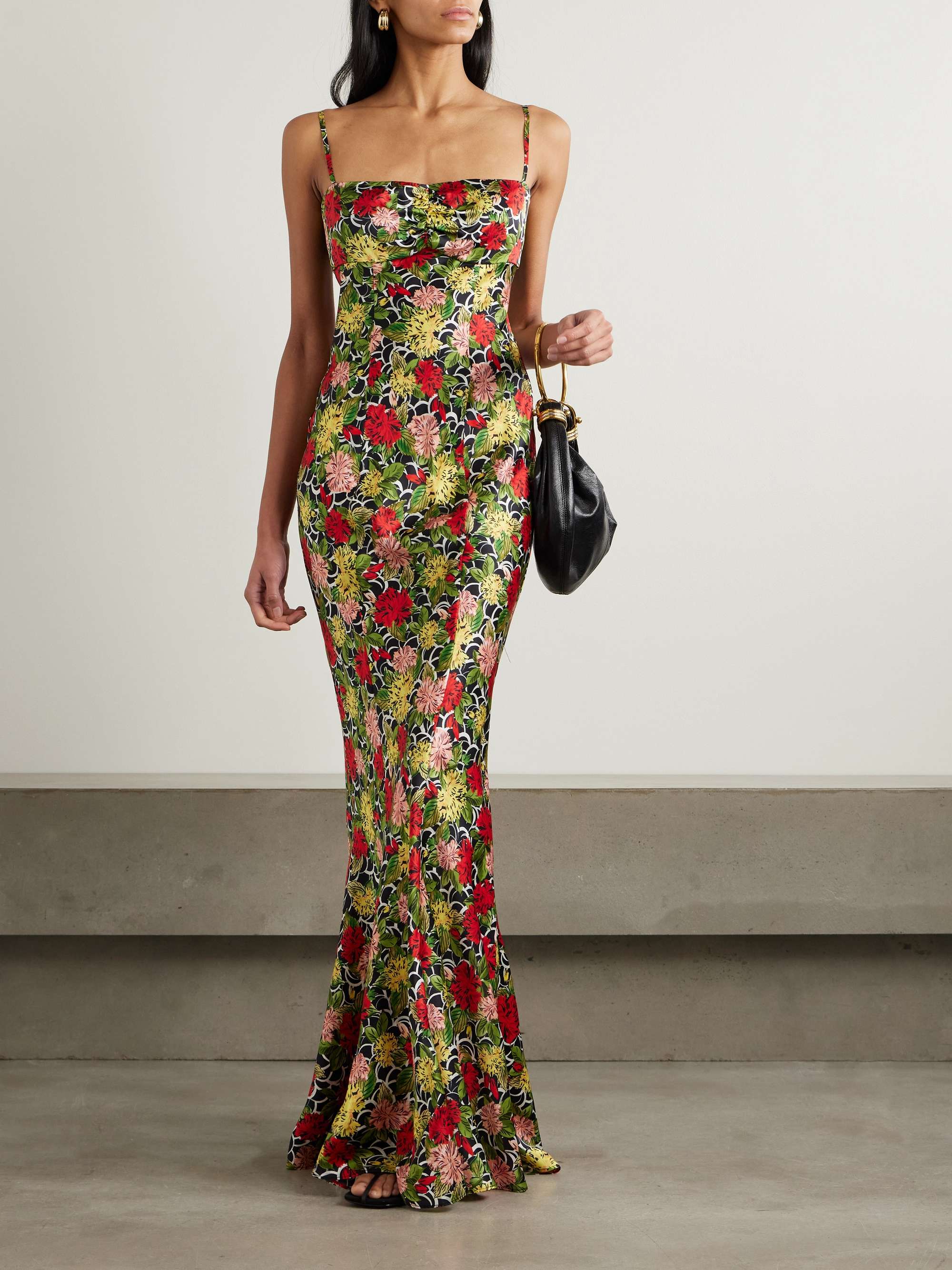 Renee printed silk-satin gown view