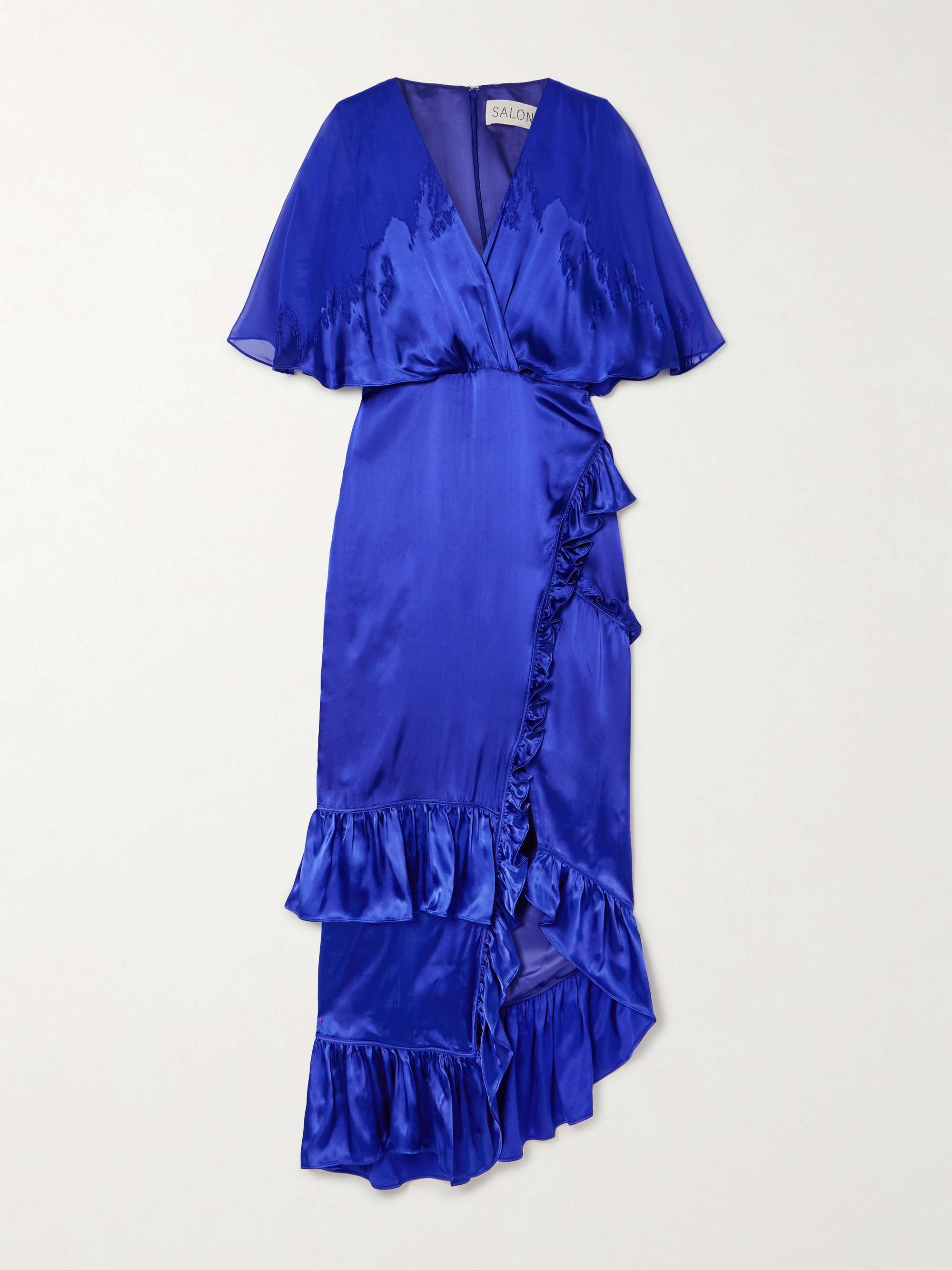 Rose ruffled wrap-effect devoré satin and chiffon maxi dress view