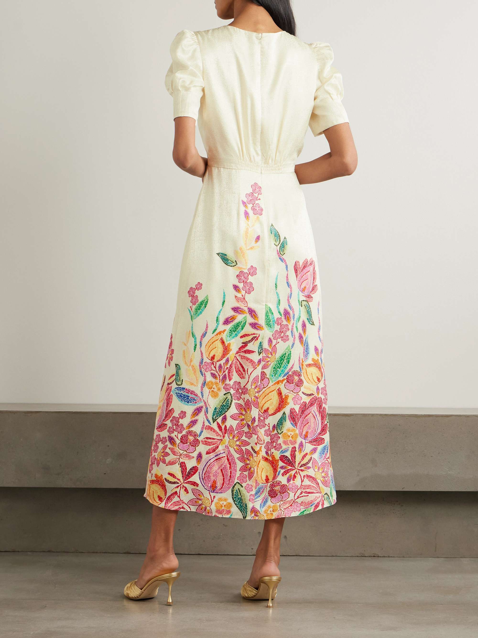 Bianca printed silk-jacquard midi dress view