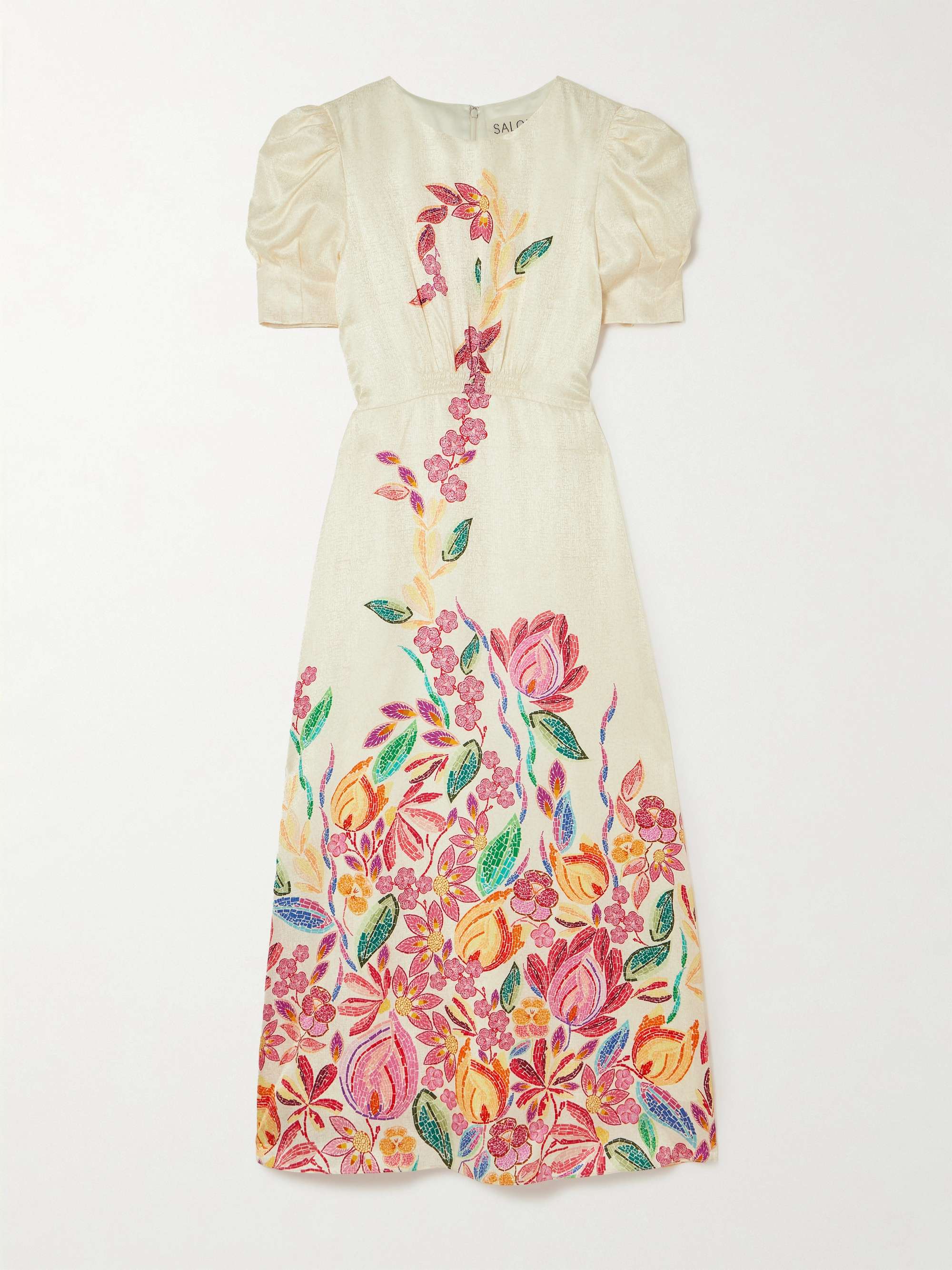 Bianca printed silk-jacquard midi dress view