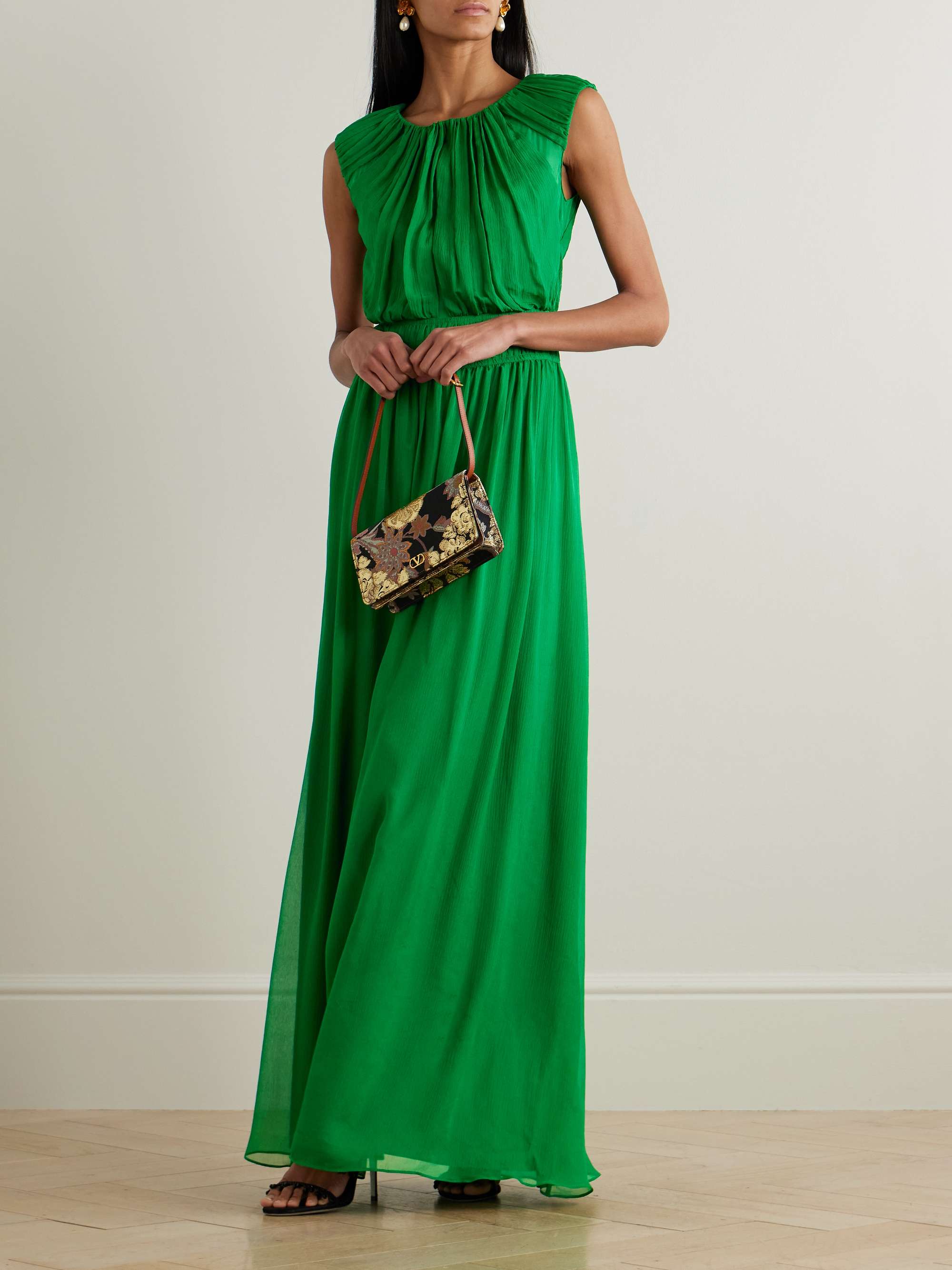 Maryam gathered silk-blend crepon maxi dress view