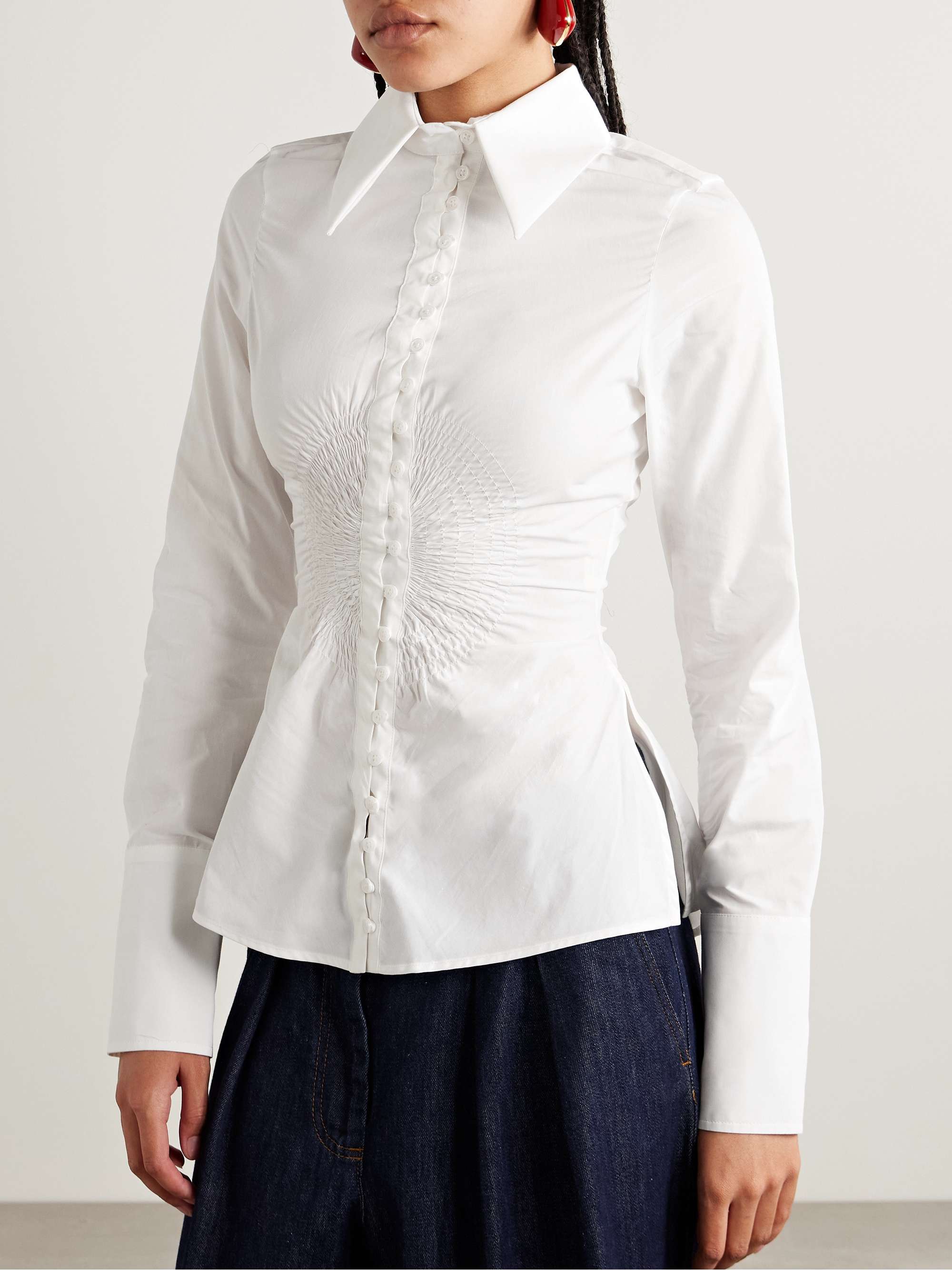 Eeva ruched cotton-poplin shirt view
