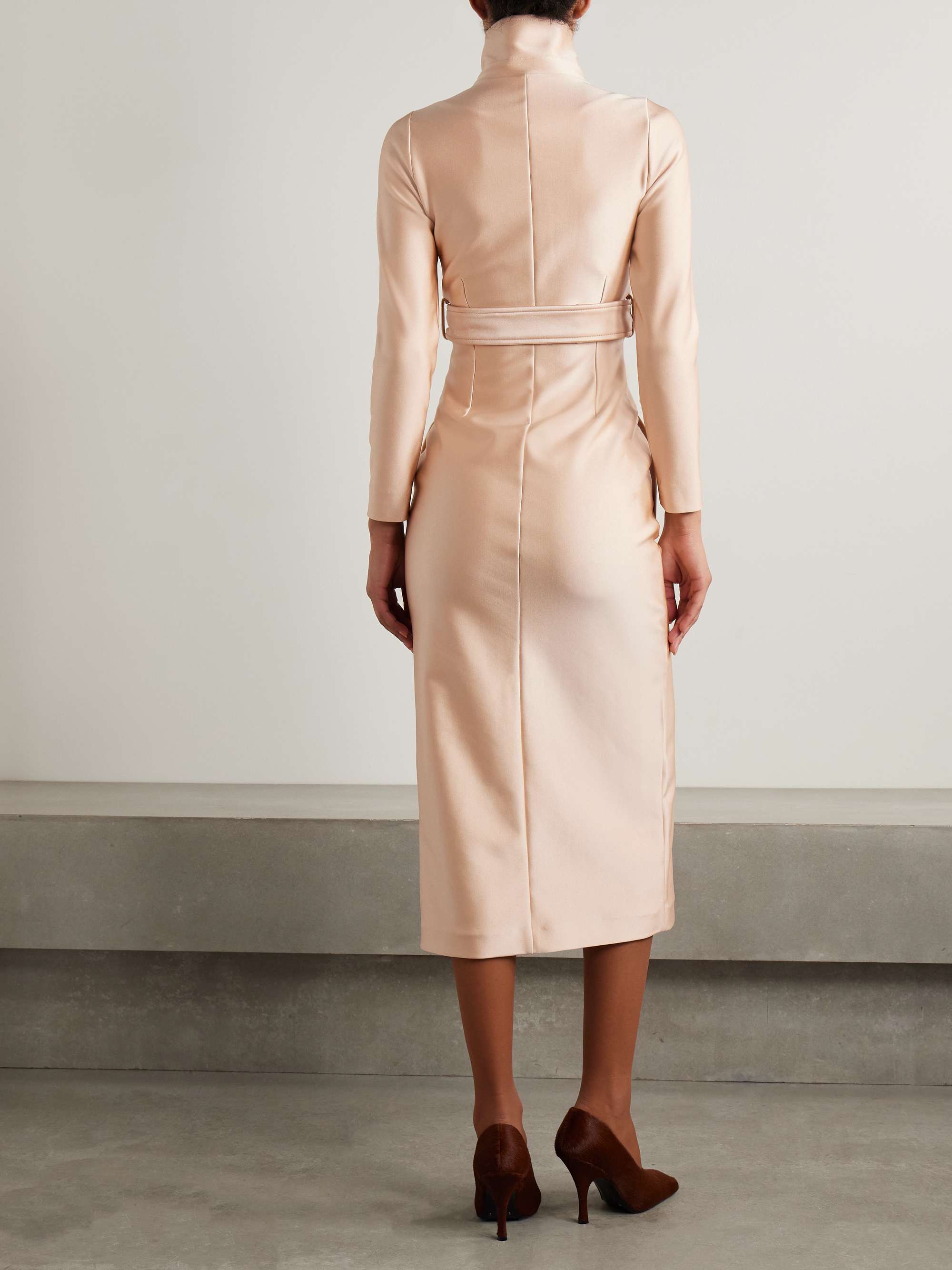 Belted stretch-satin trench coat view