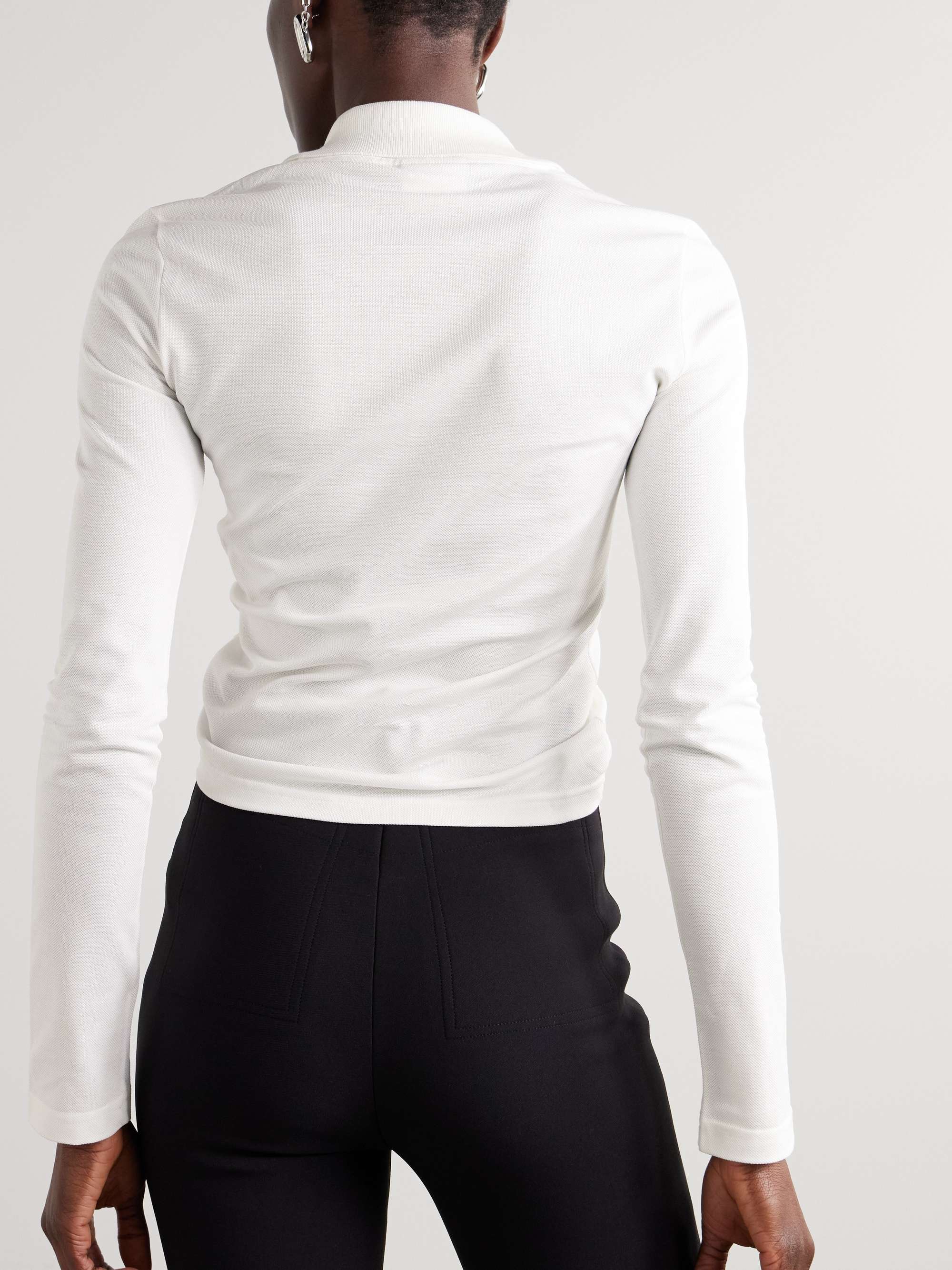 Twisted-front cotton-piqué polo top view