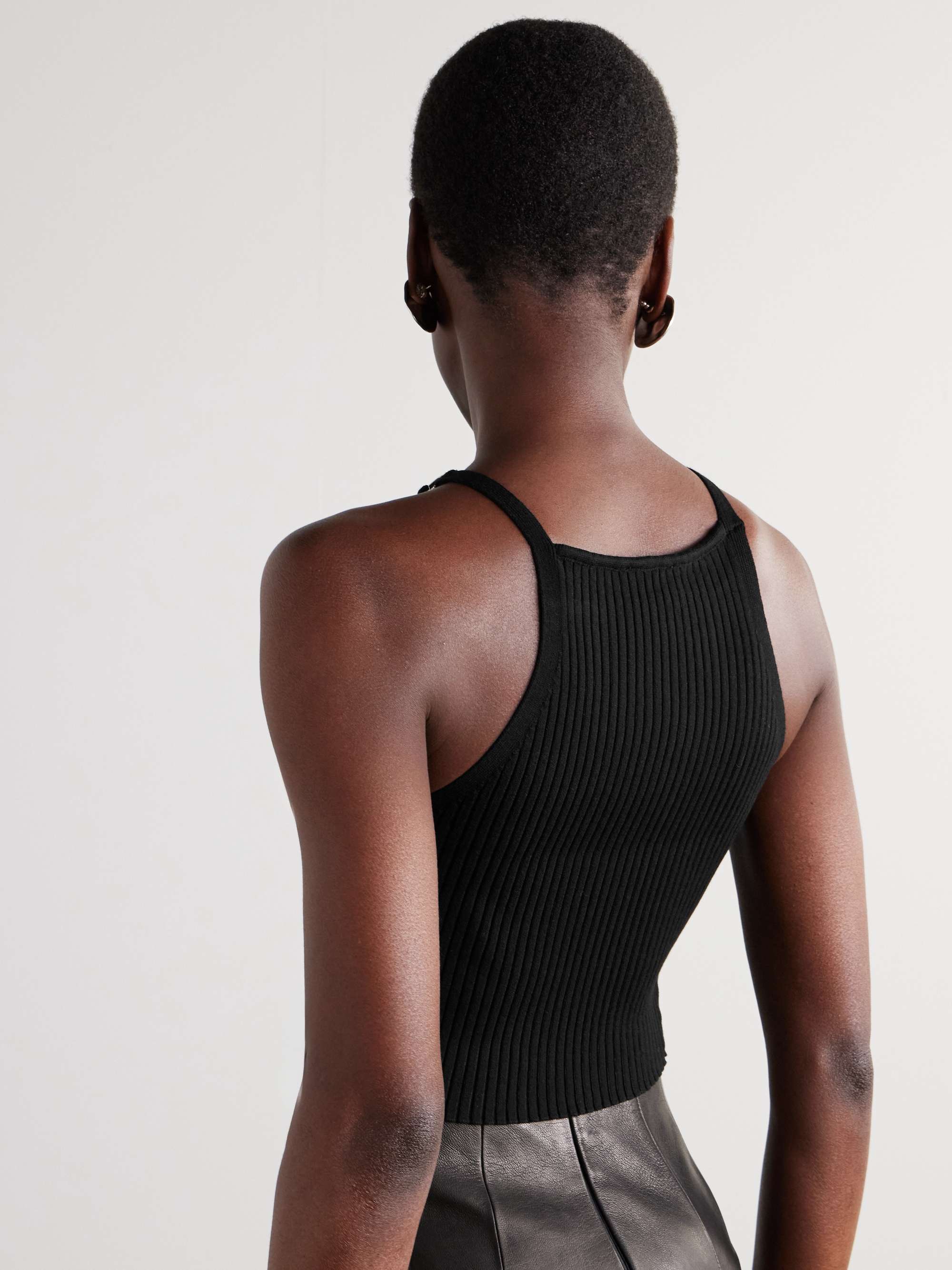 Embellished ribbed-knit tank view