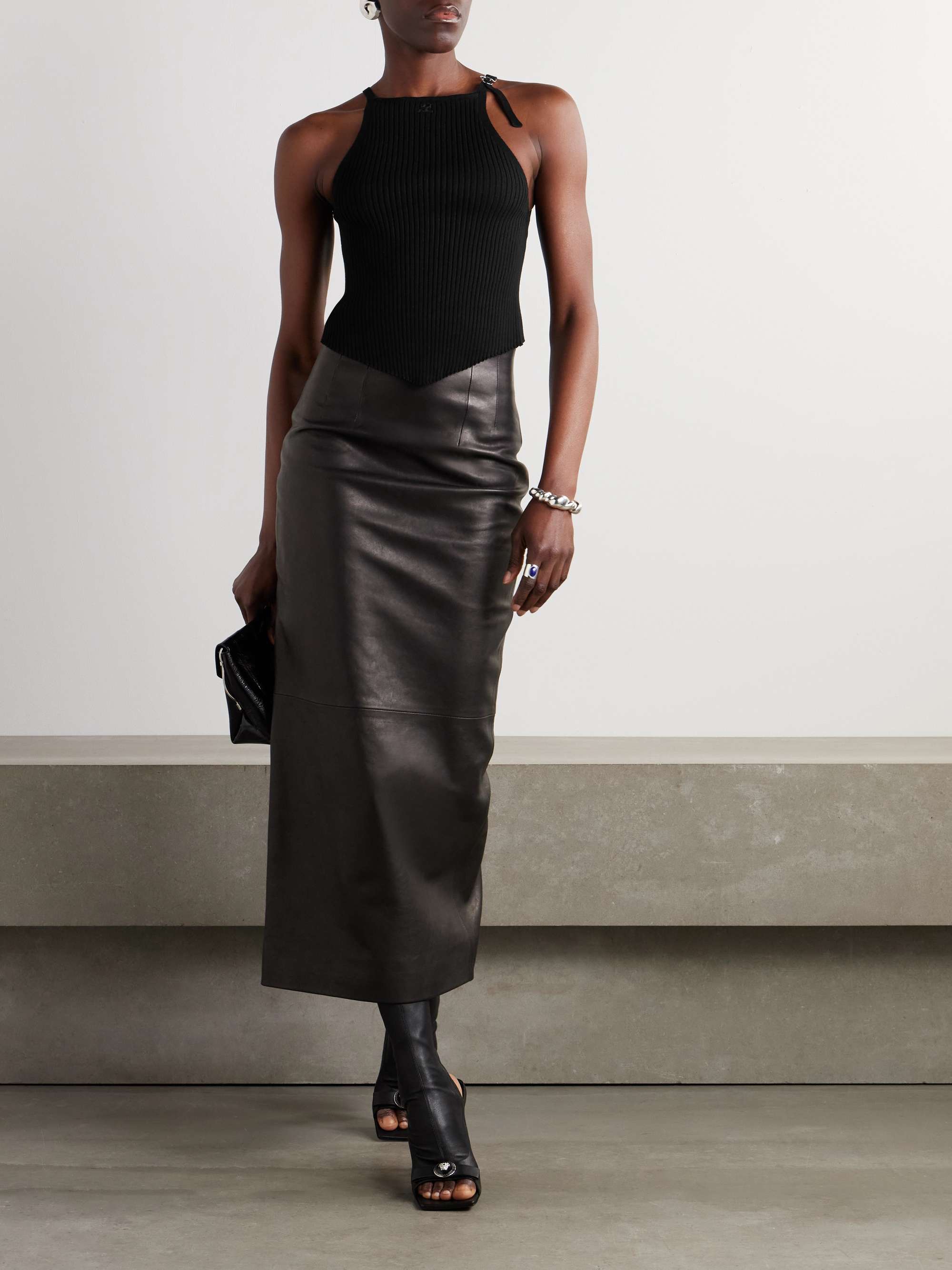 Embellished ribbed-knit tank view