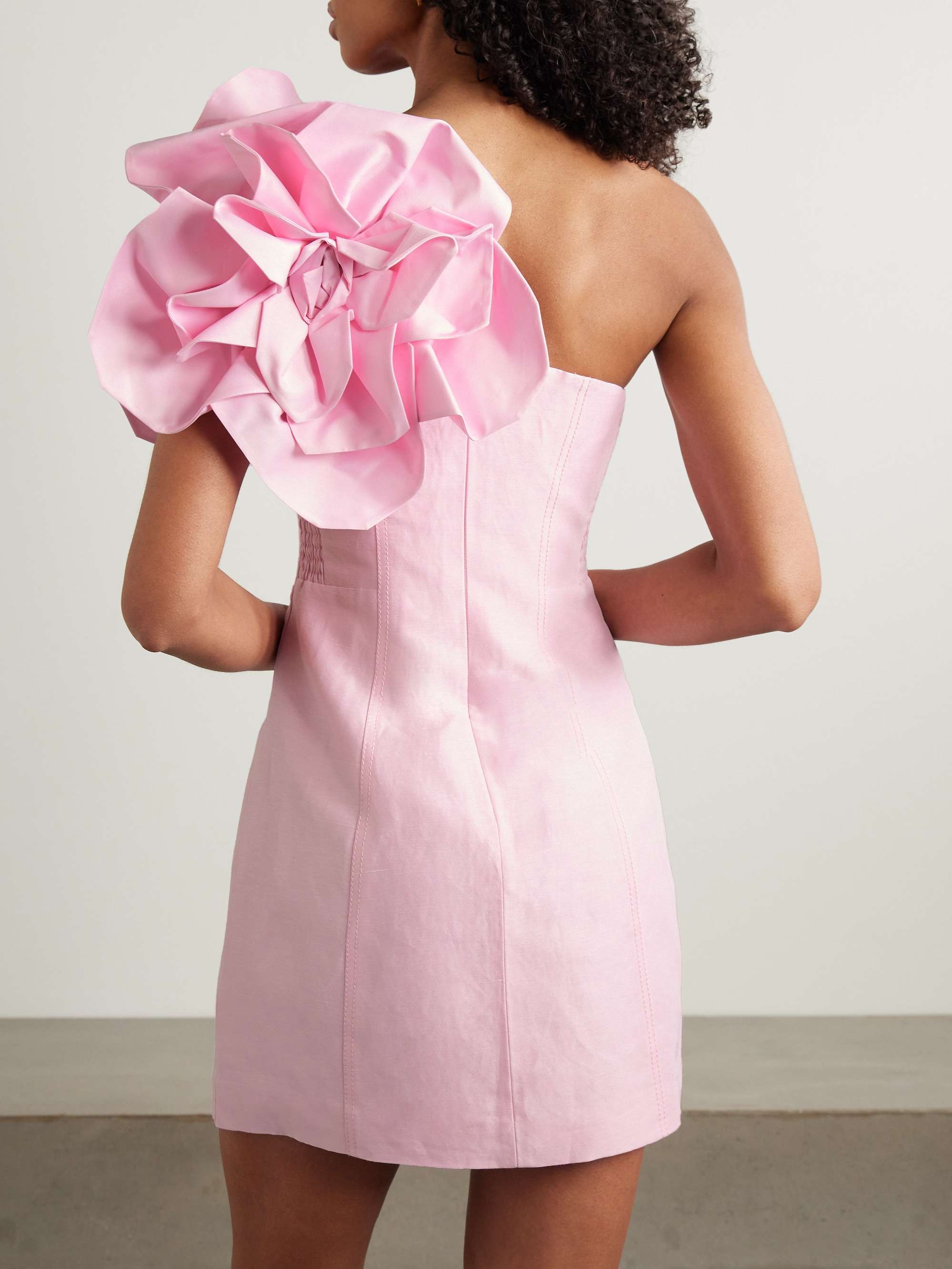 Florence floral-appliquéd linen-blend crepe mini dress view