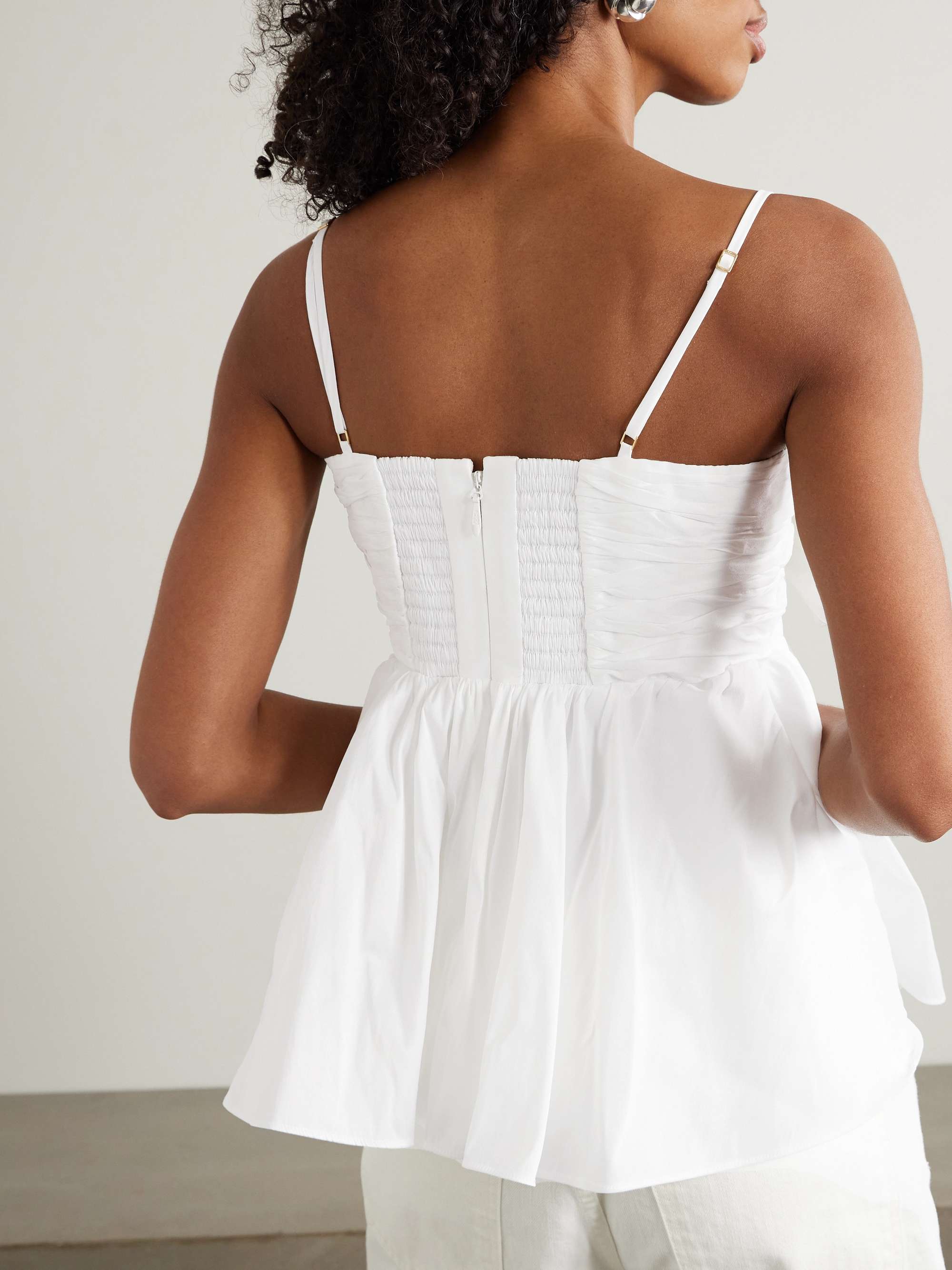 Scarlett bow-embellished crepe peplum top view