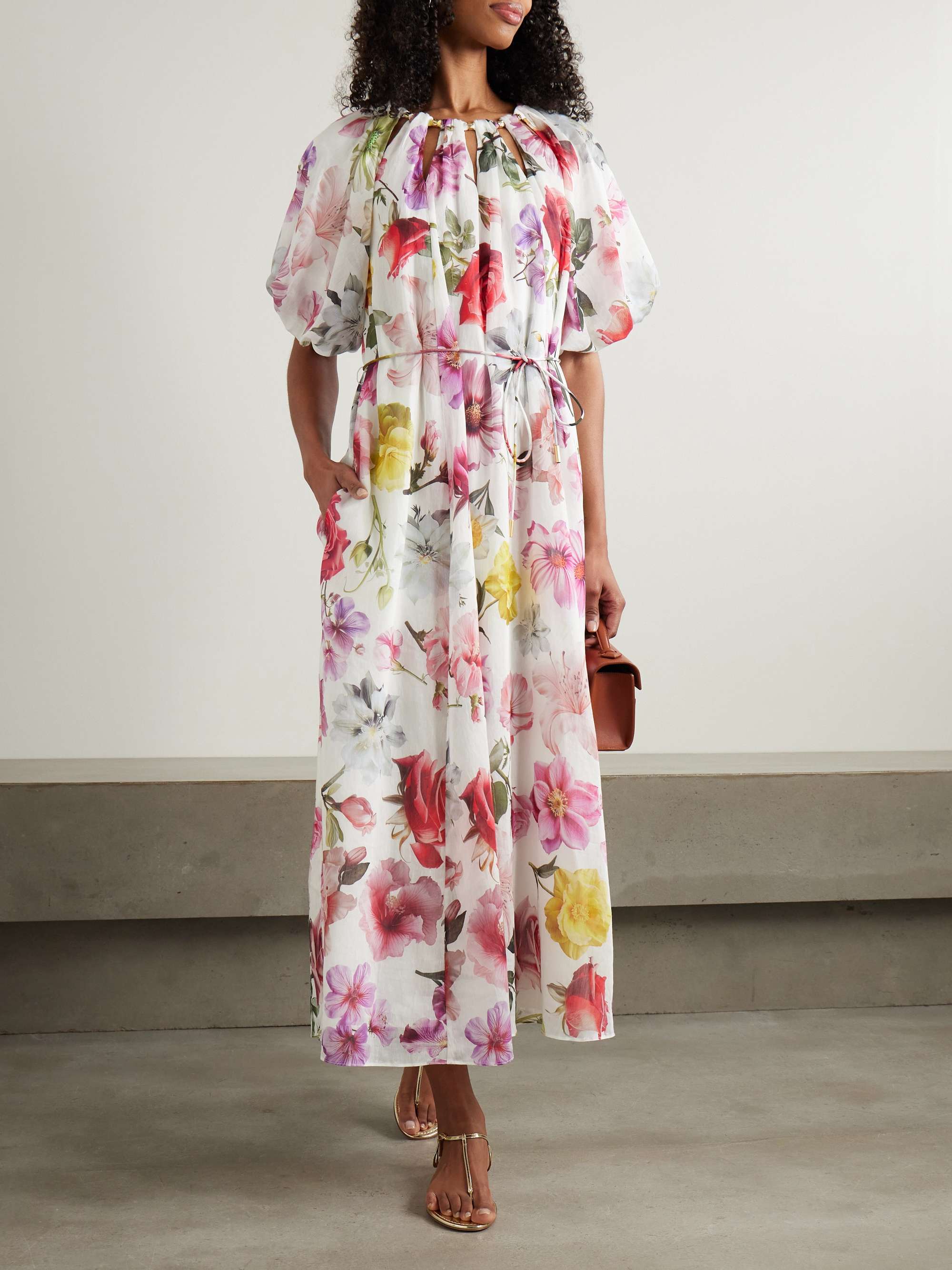Fleur embellished floral-print TENCEL™ Lyocell-blend midi dress view