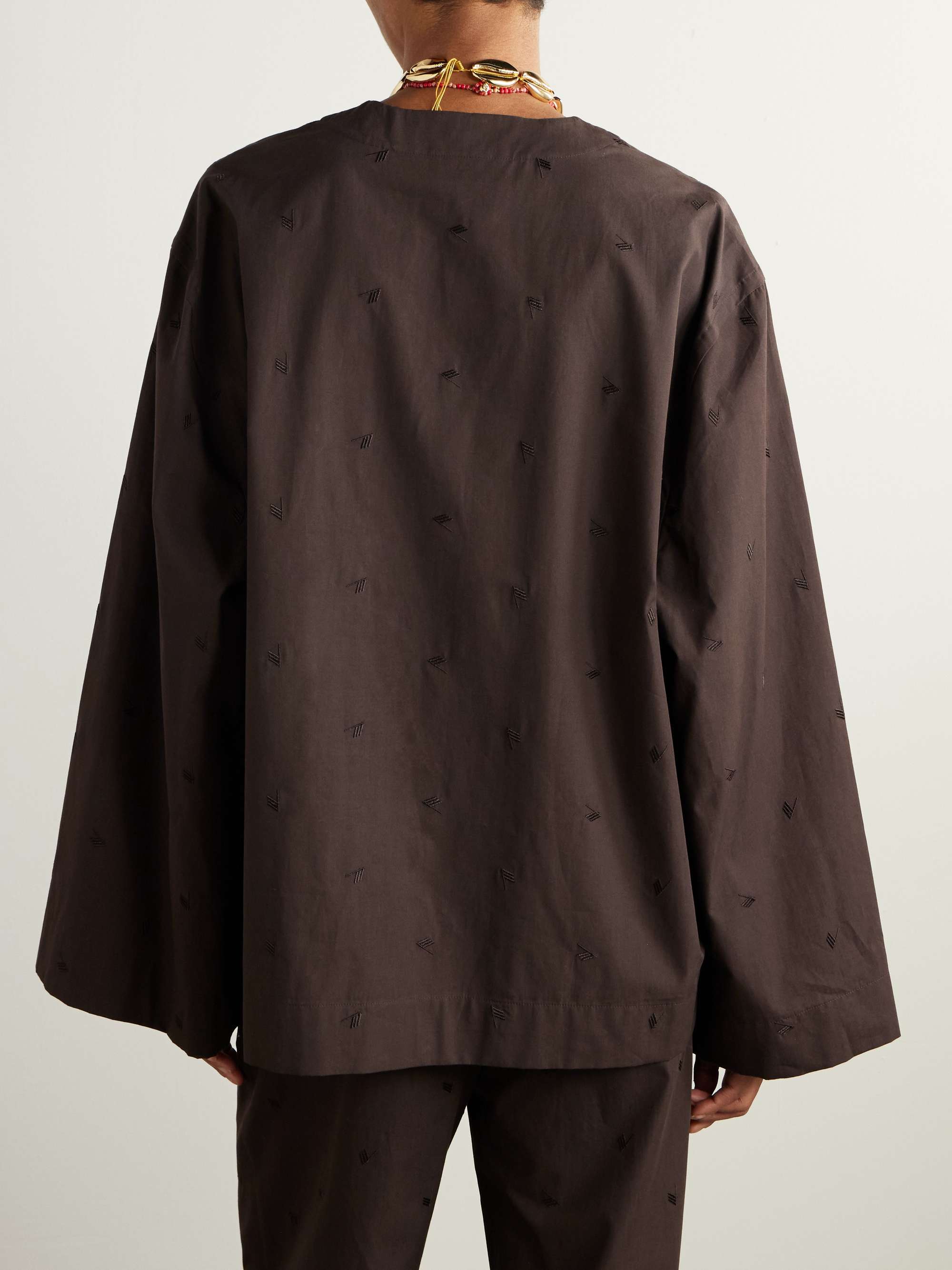 Embroidered cotton-blend poplin blouse view