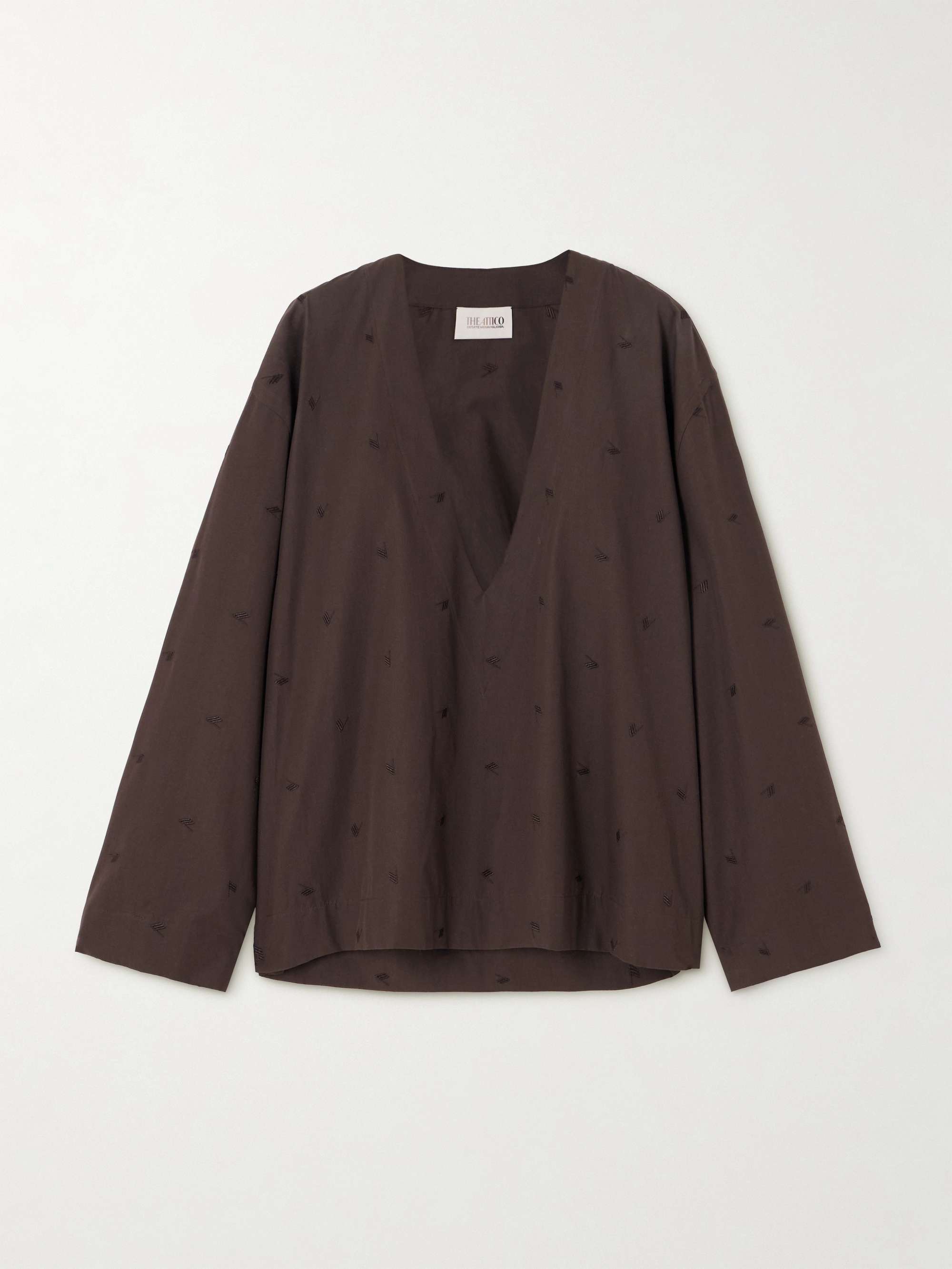 Embroidered cotton-blend poplin blouse view