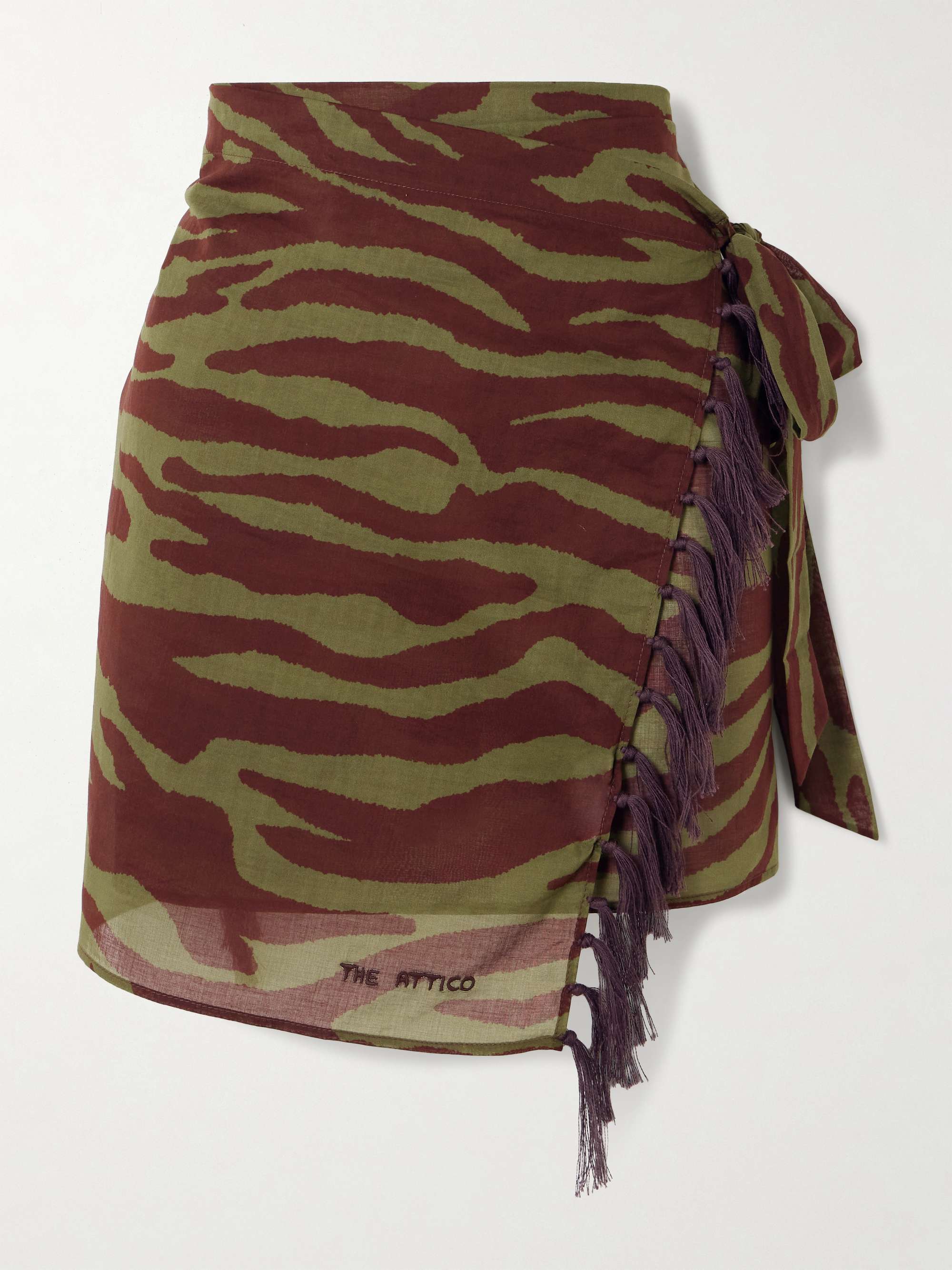 Fringed zebra-print cotton-voile pareo view