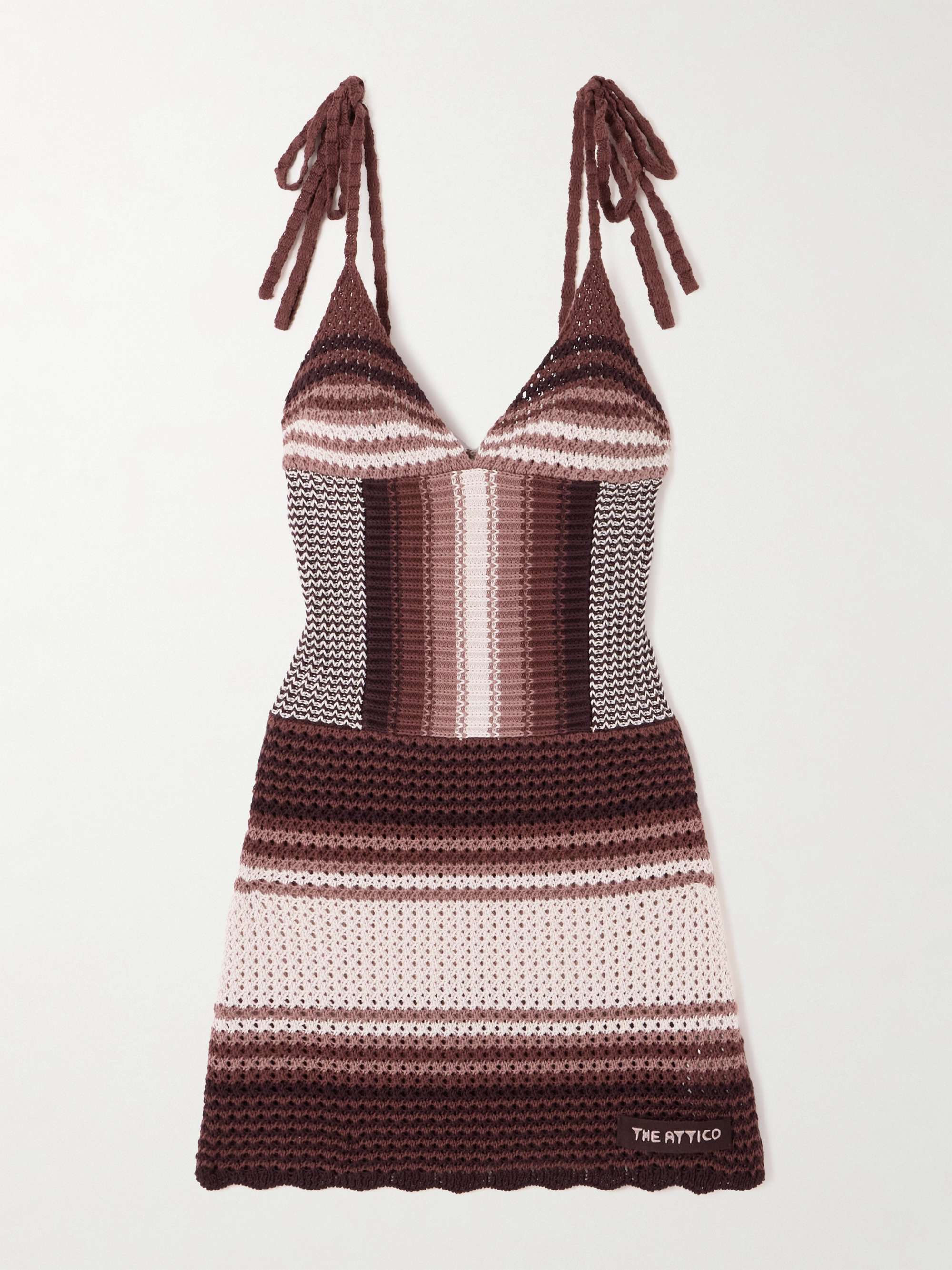 Striped crocheted cotton mini dress view