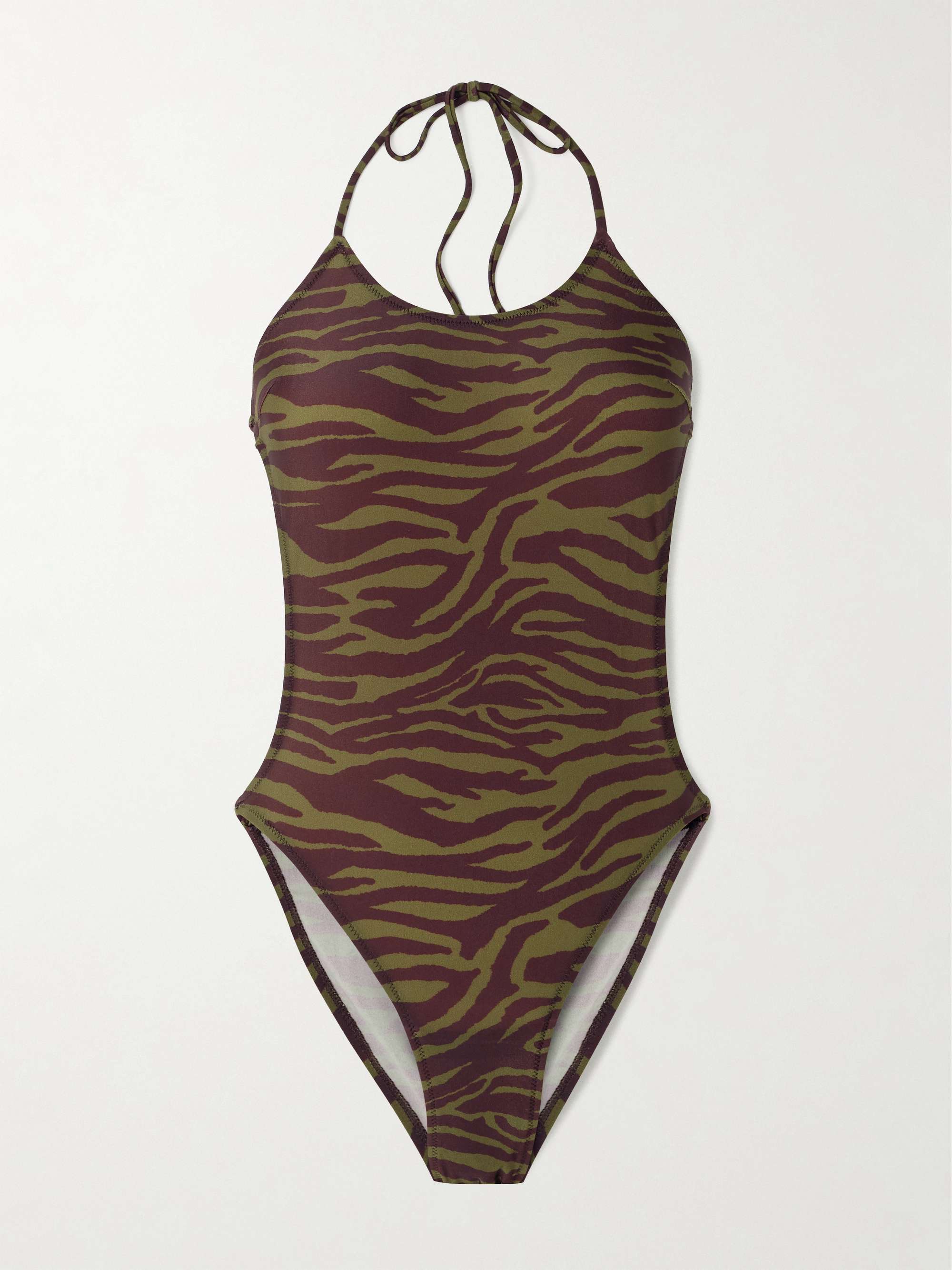 Zebra-print halterneck swimsuit view