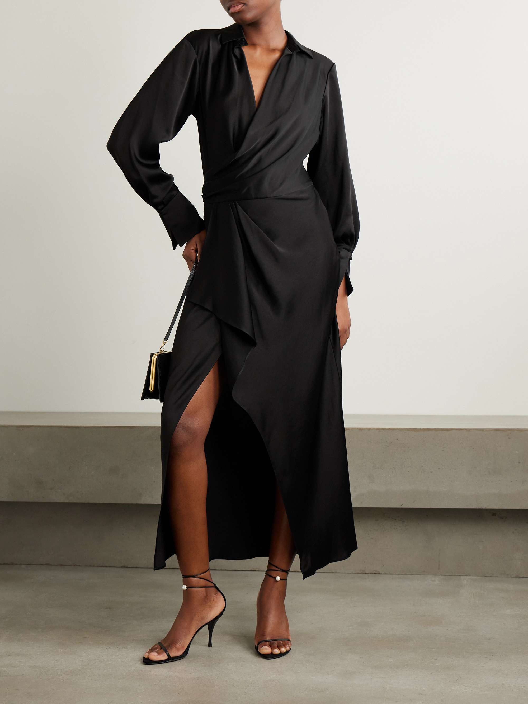 Talita draped wrap-effect satin midi dress view