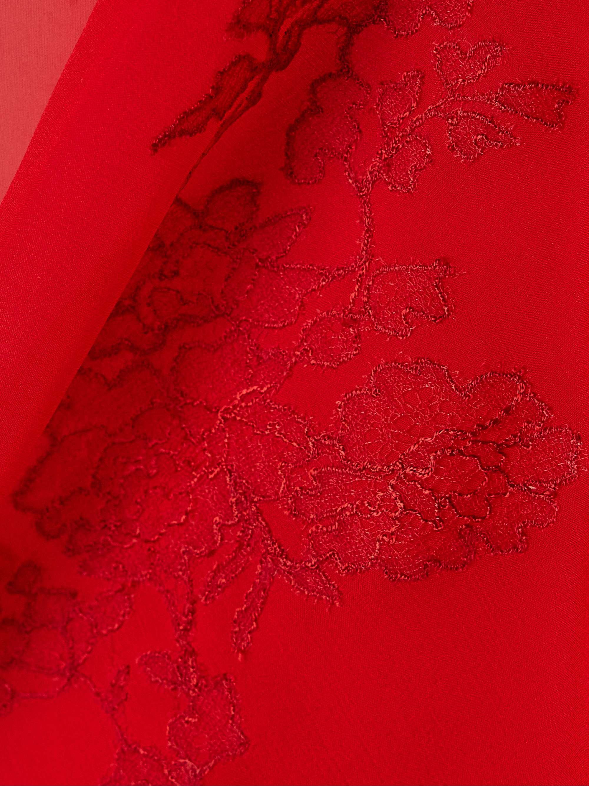 Lace-trimmed silk-chiffon robe view
