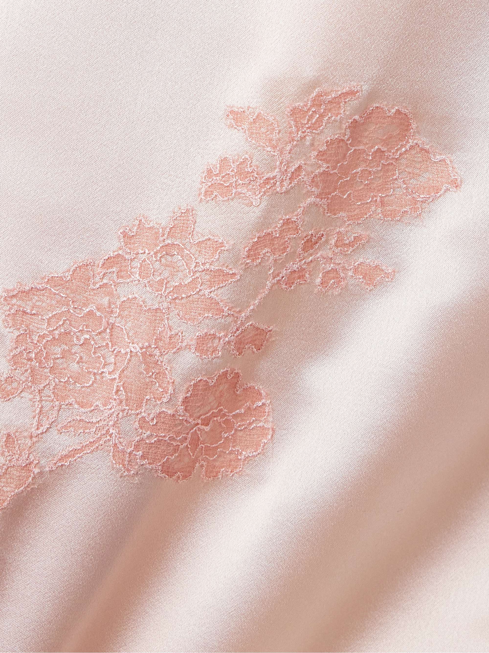 Lace-trimmed silk-satin robe view