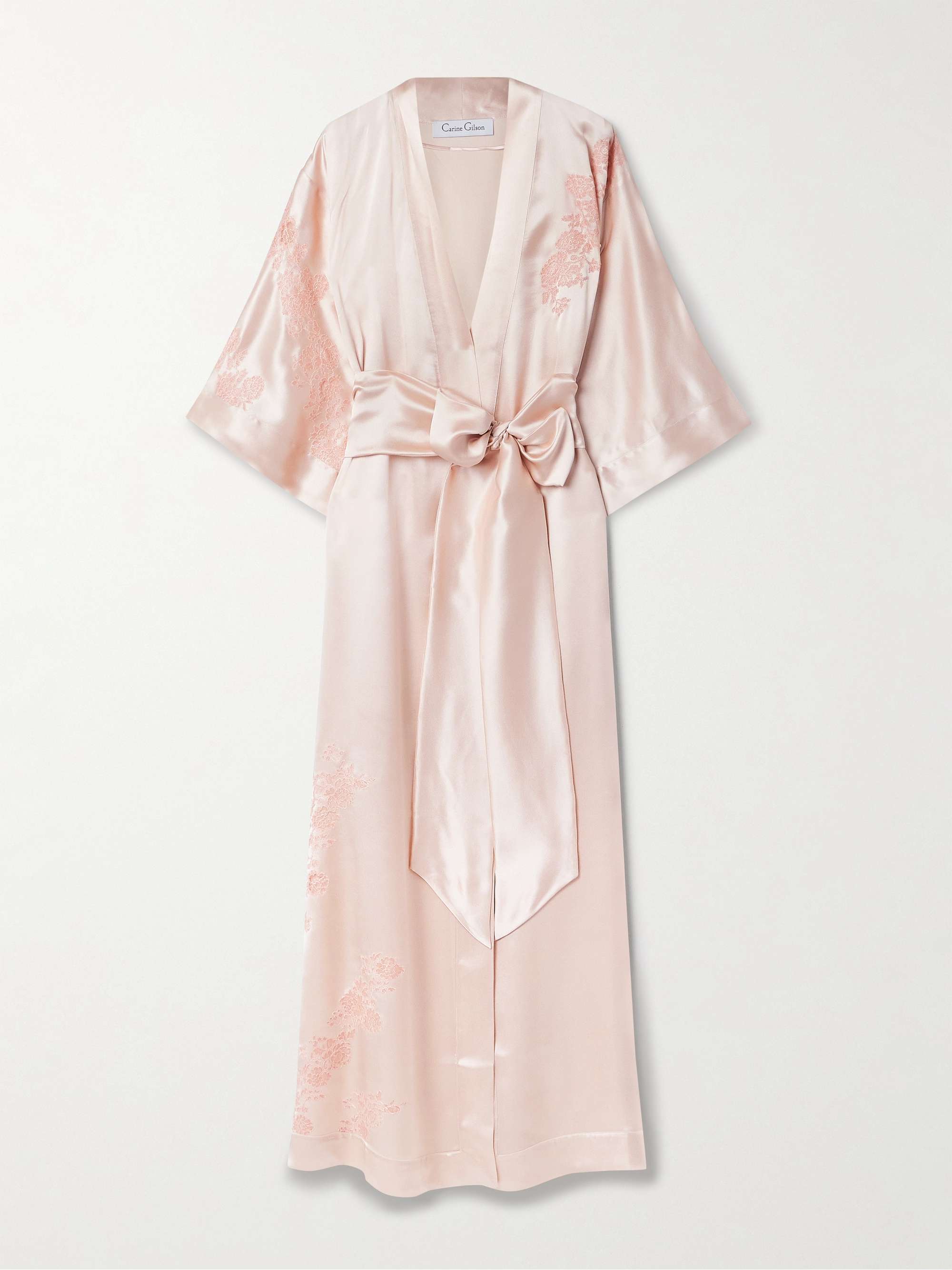 Lace-trimmed silk-satin robe view