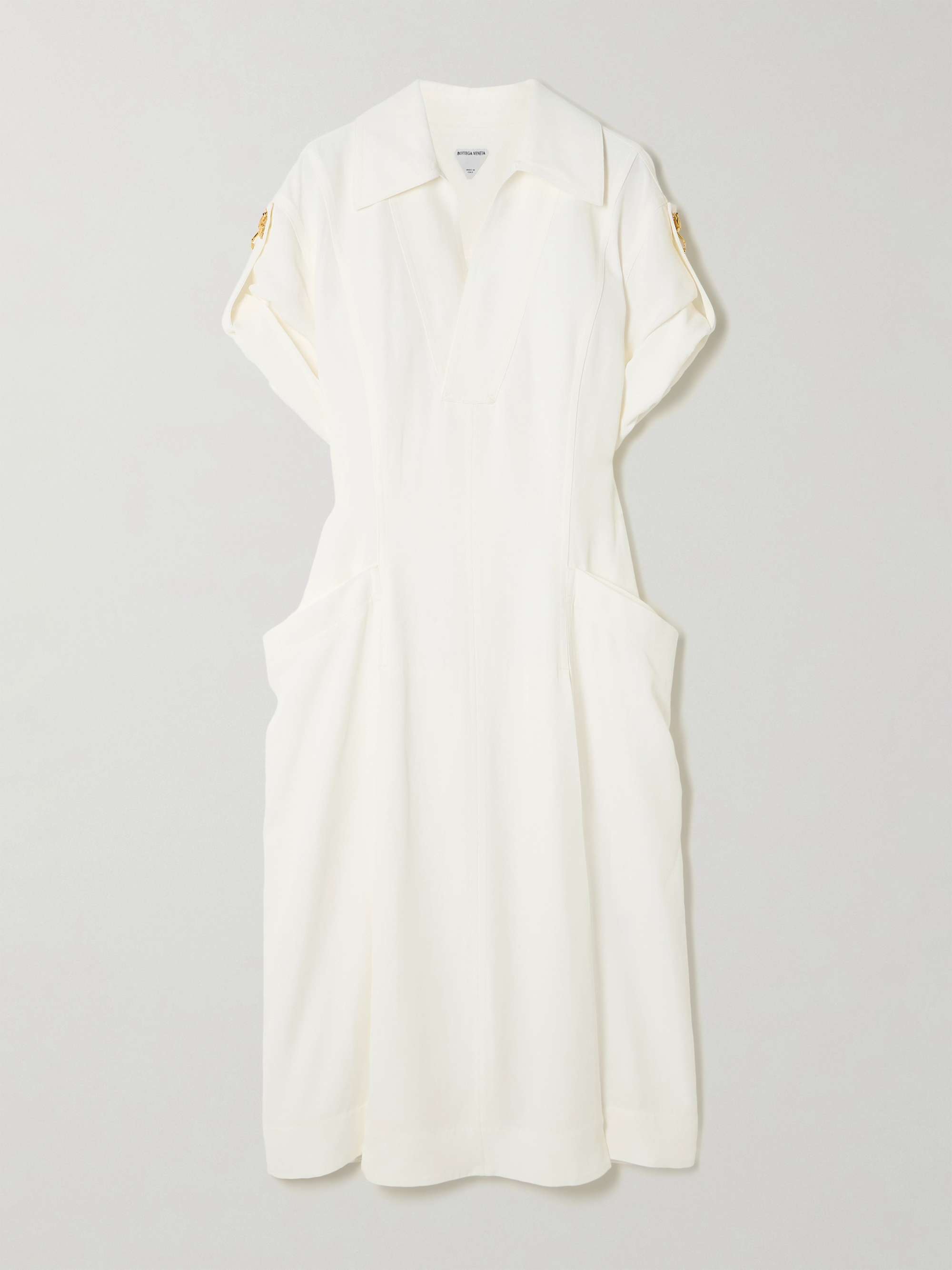 Embellished pleated woven midi dress view
