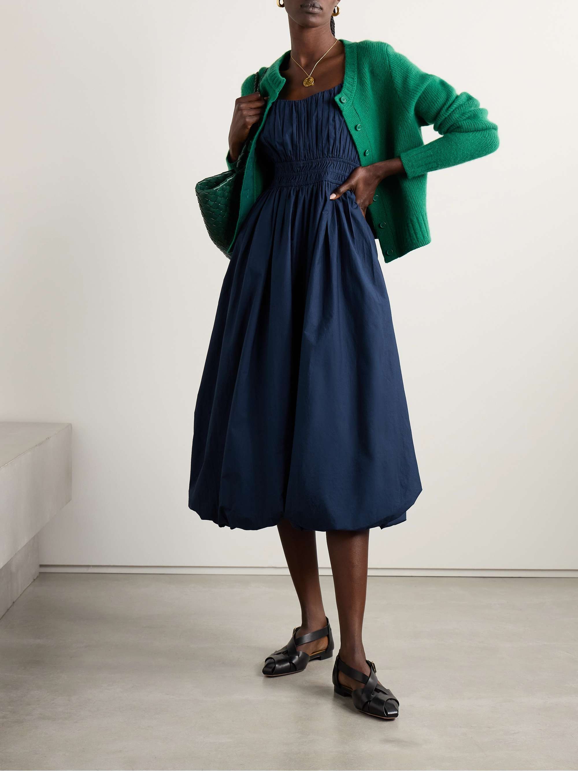 Emmet pleated cotton-poplin midi dress view