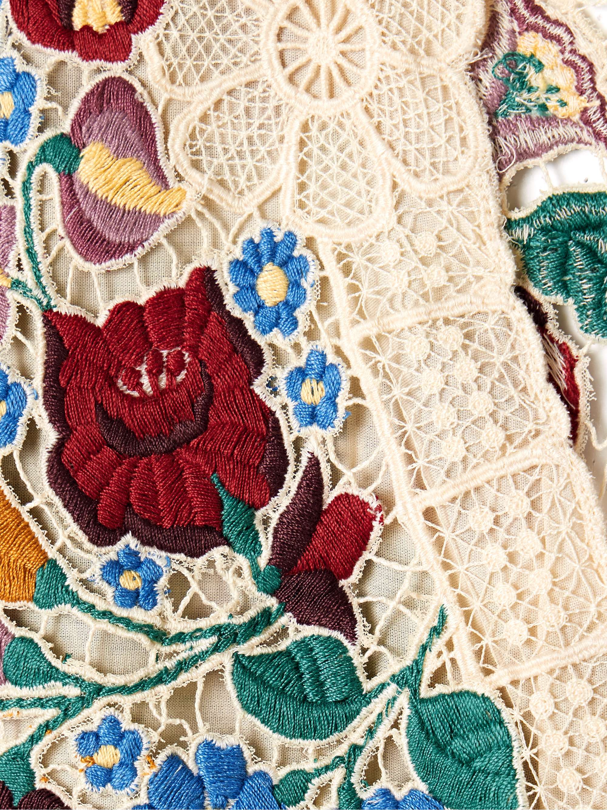 Katharine guipure lace-trimmed embroidered linen and cotton-blend midi dress view