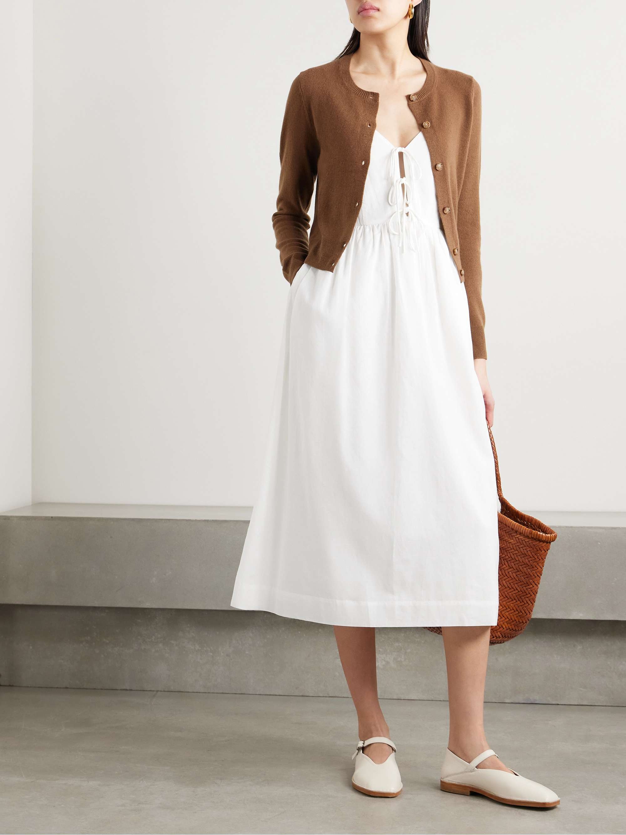 Zora pleated cotton-blend midi dress view