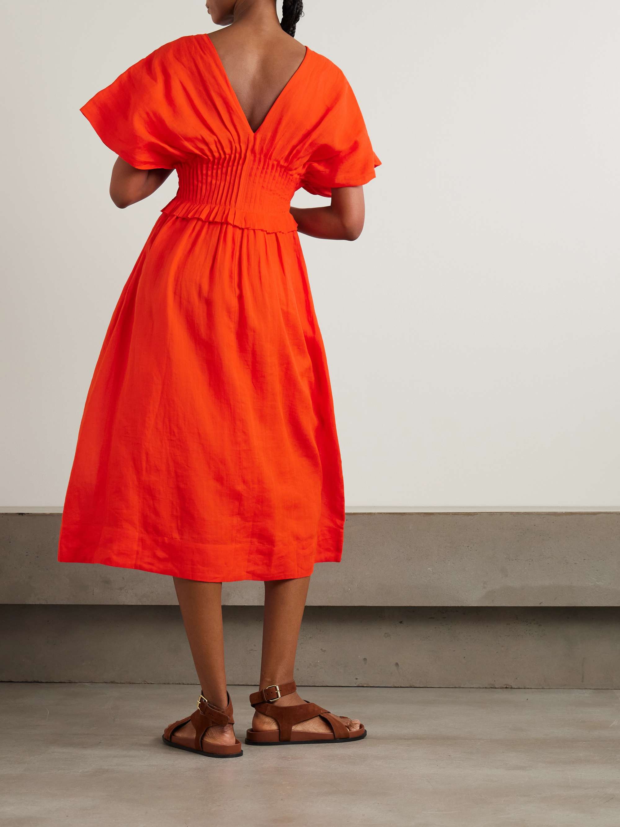 Zora pleated ramie midi dress view