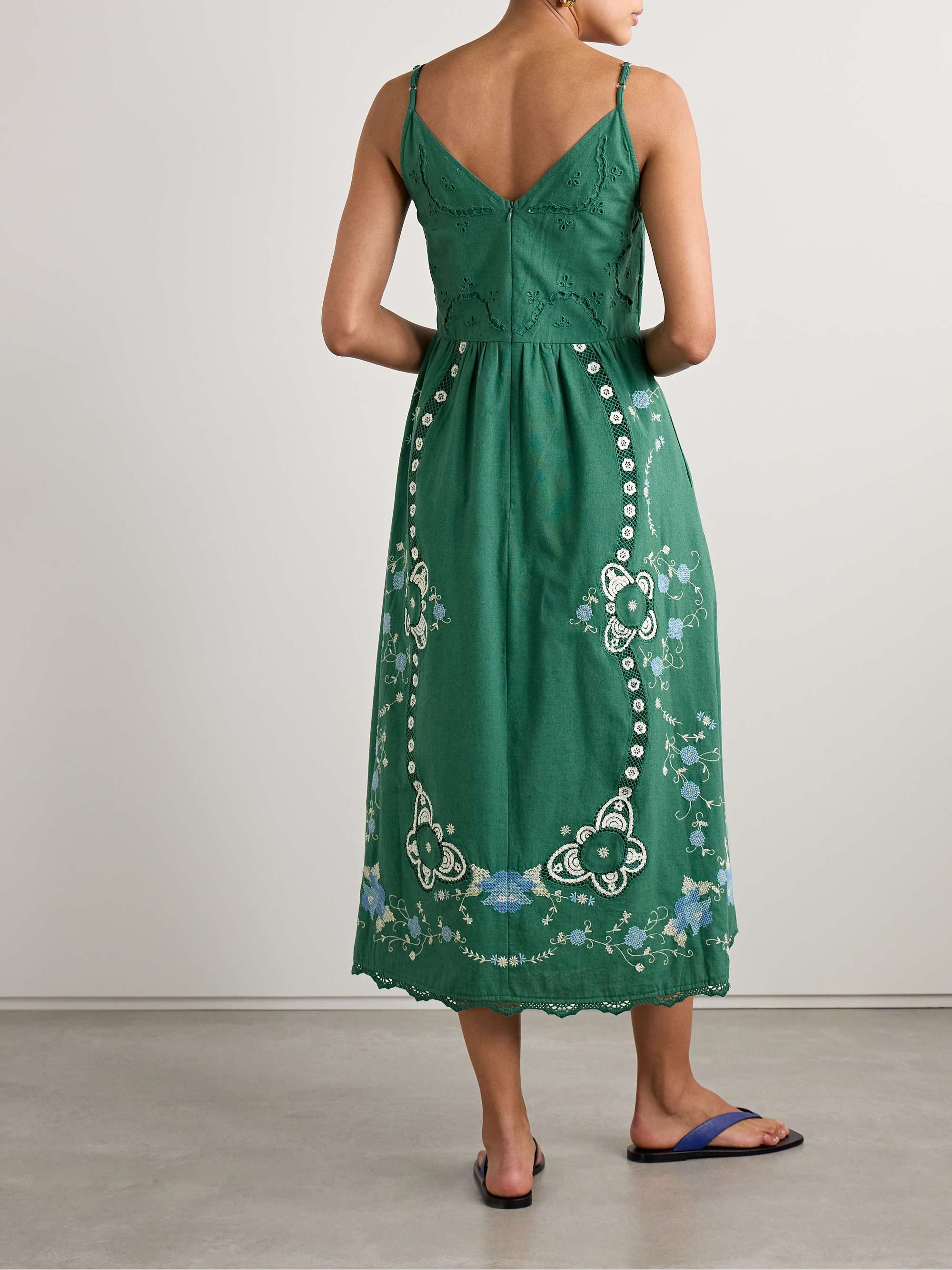Vesna lace-trimmed broderie anglaise cotton and linen-blend midi dress view