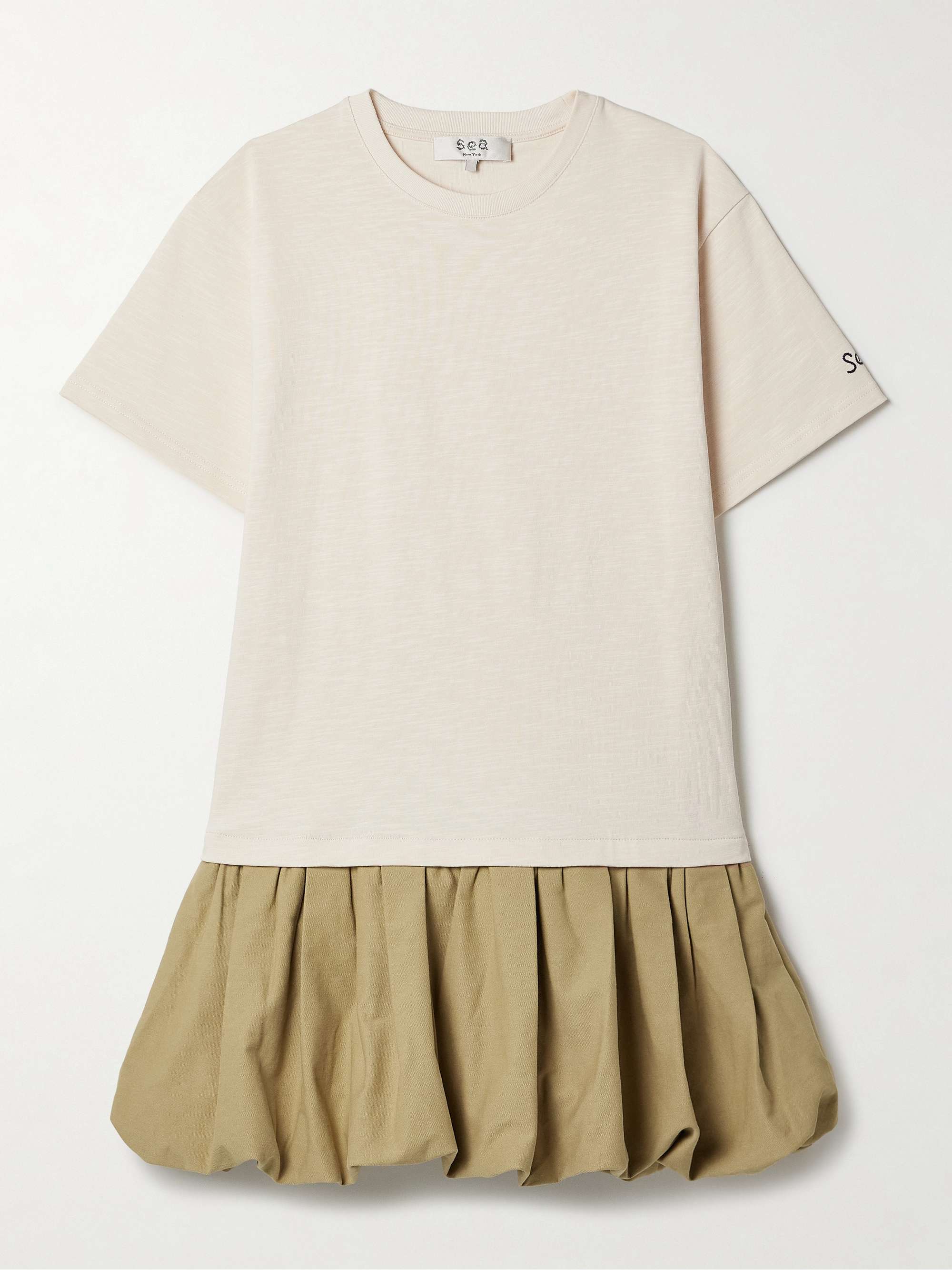 Carolina cotton-jersey and gathered cotton-canvas mini dress view