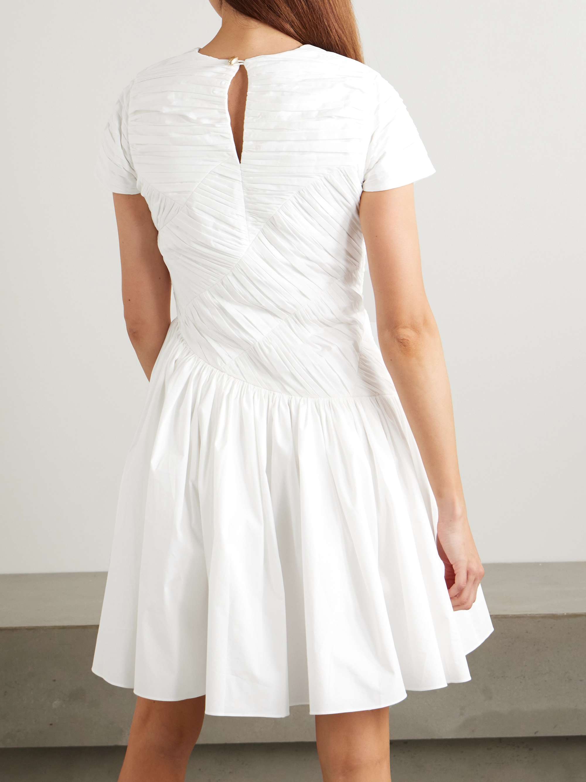 Paloma gathered cotton-blend poplin mini dress view