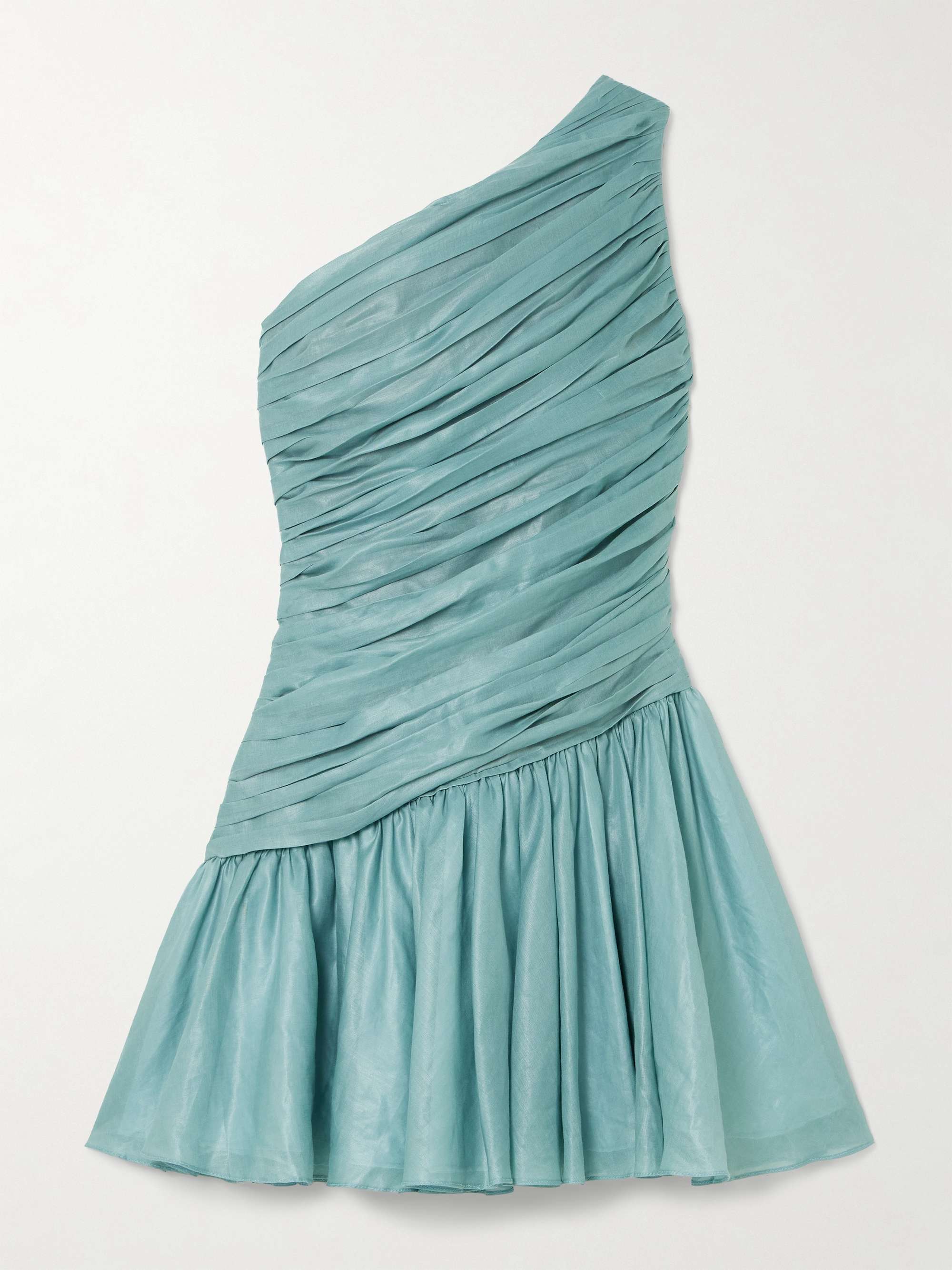 Lulu one-shoulder gathered voile mini dress view